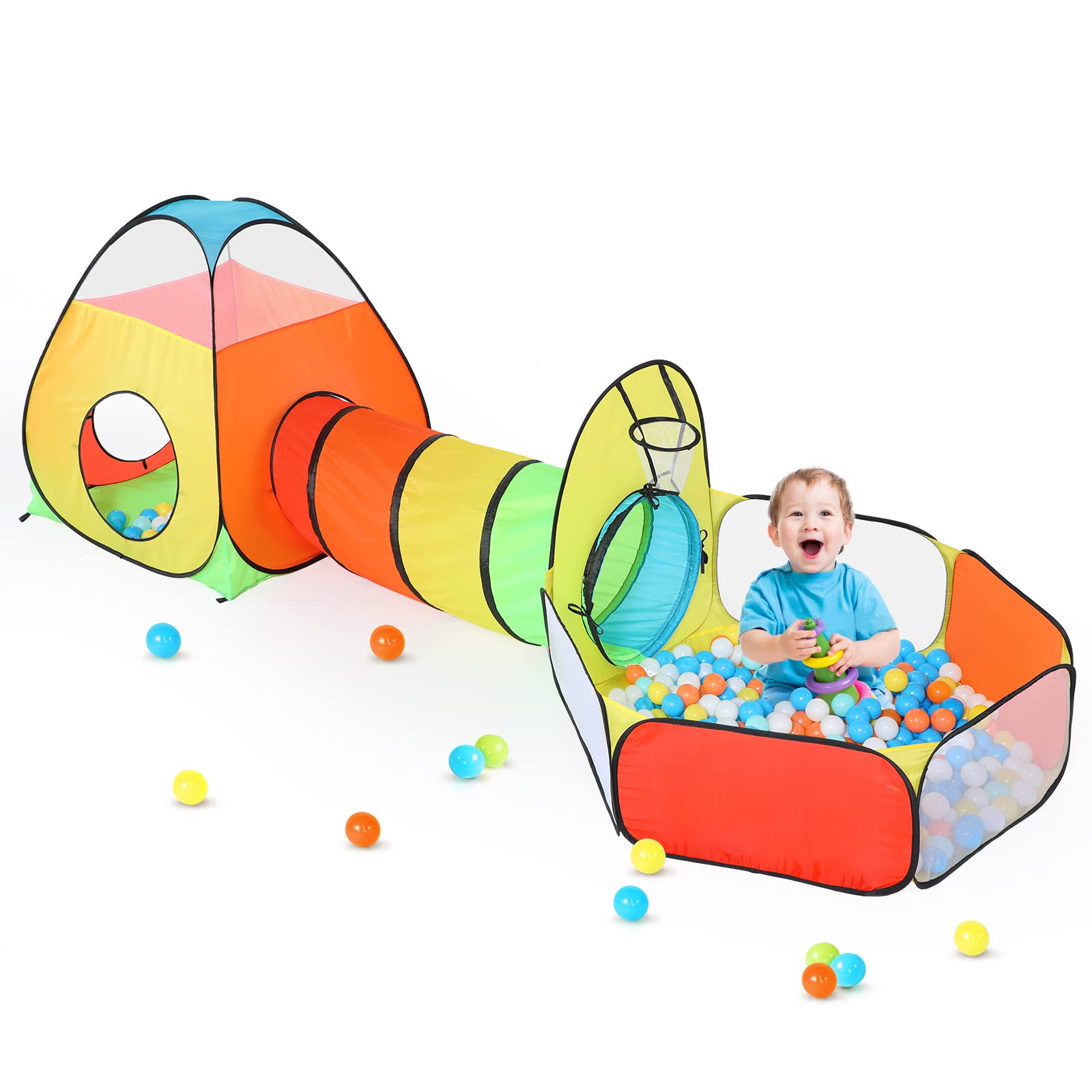 **3-in-1 Kids Ball Pit & Play Tent with Tunnel – Pop-Up Indoor & Outdoor Playhouse for Toddlers & Babies – Fun Gift for Boys & Girls – Perfect for Birthday Parties, Playrooms & Backyard Adventures (3-Piece Set)**