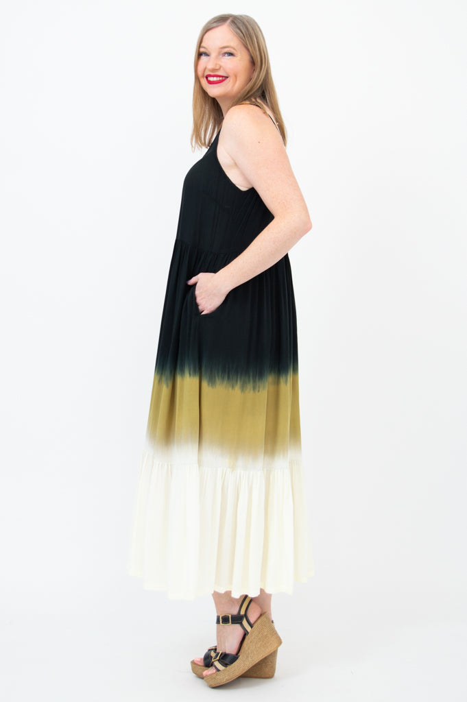 Boho Black Dip Dye Maxi Dress for Women - Flowy Summer Beach Dress for Vacation, Party & Casual Wear