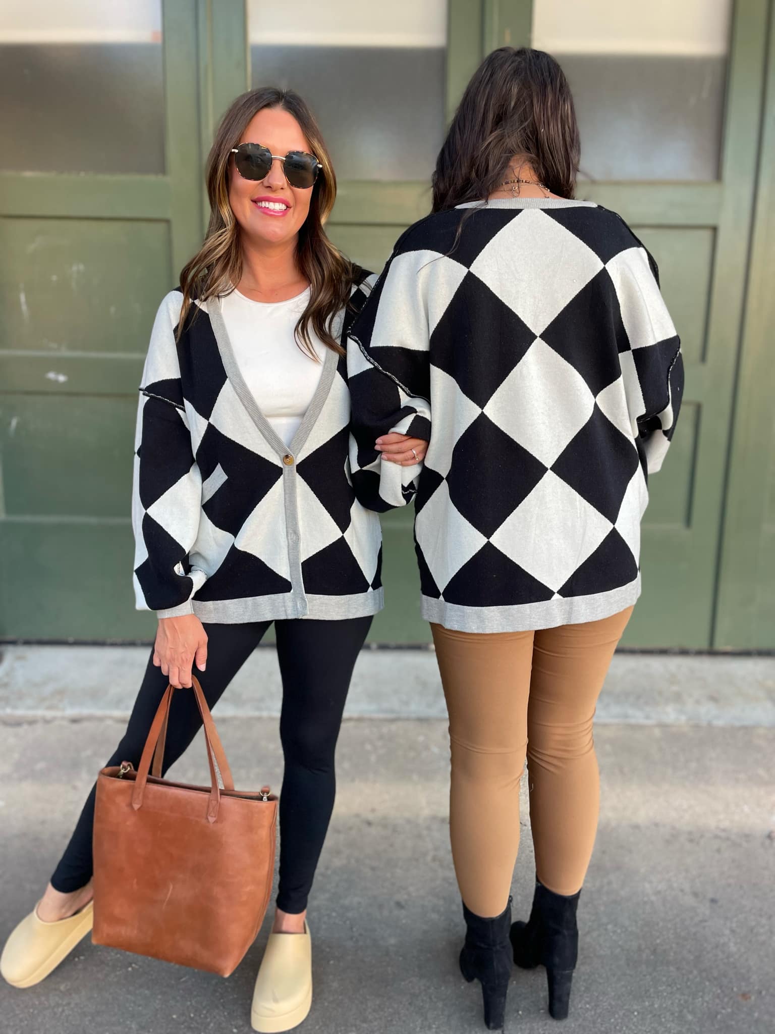 PREORDER: Black Checkers Contrast Trim Cardigan for Women | Stylish Knit Sweater for Fall & Winter | Perfect for Office, Casual Outfits & Layering