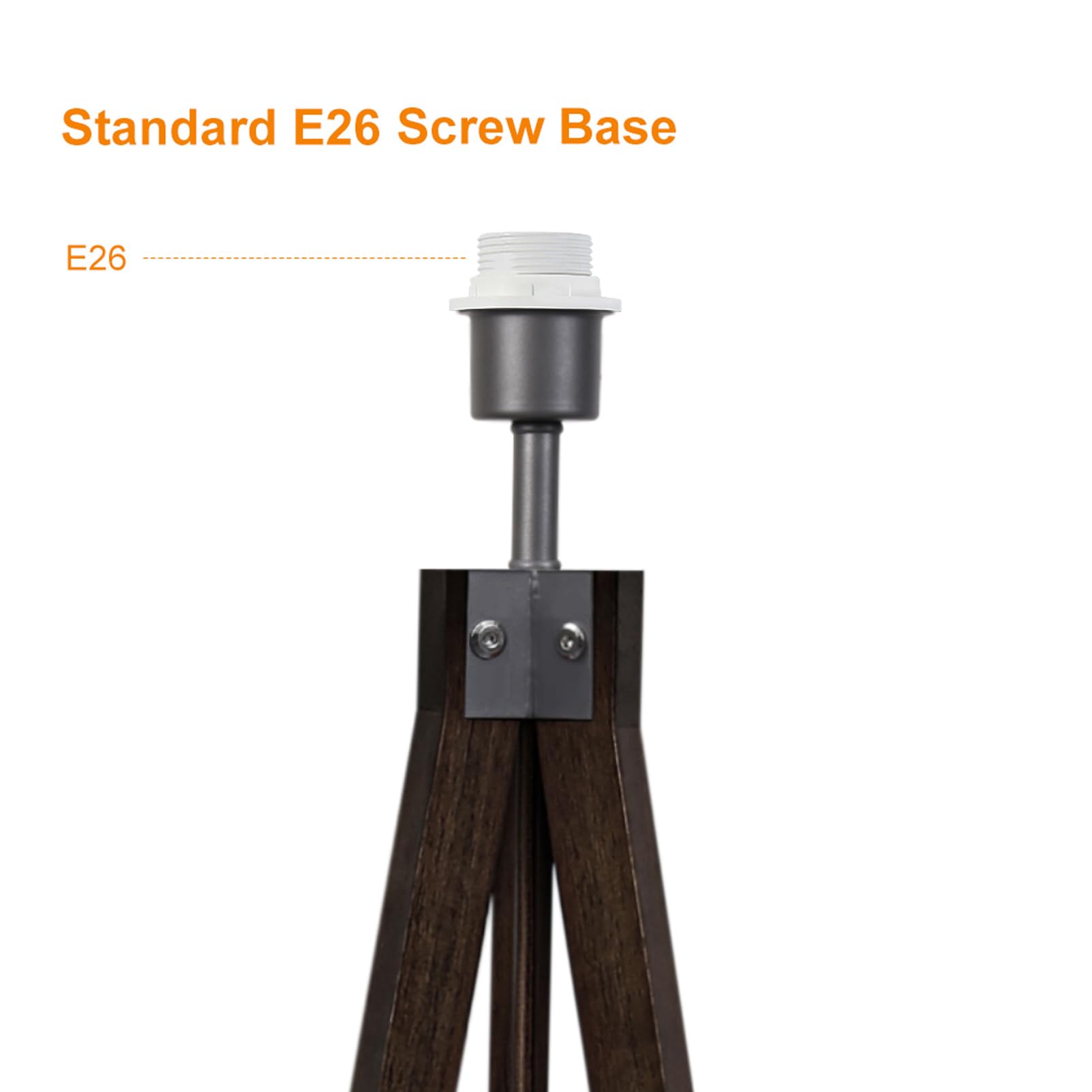 LEPOWER Mid Century Modern Wood Tripod Floor Lamp - Walnut Finish with Flaxen Shade, E26 Base - Perfect for Living Room, Bedroom, Study & Office Lighting | Reading Lamp, Task Light, Ambient Lighting Solution