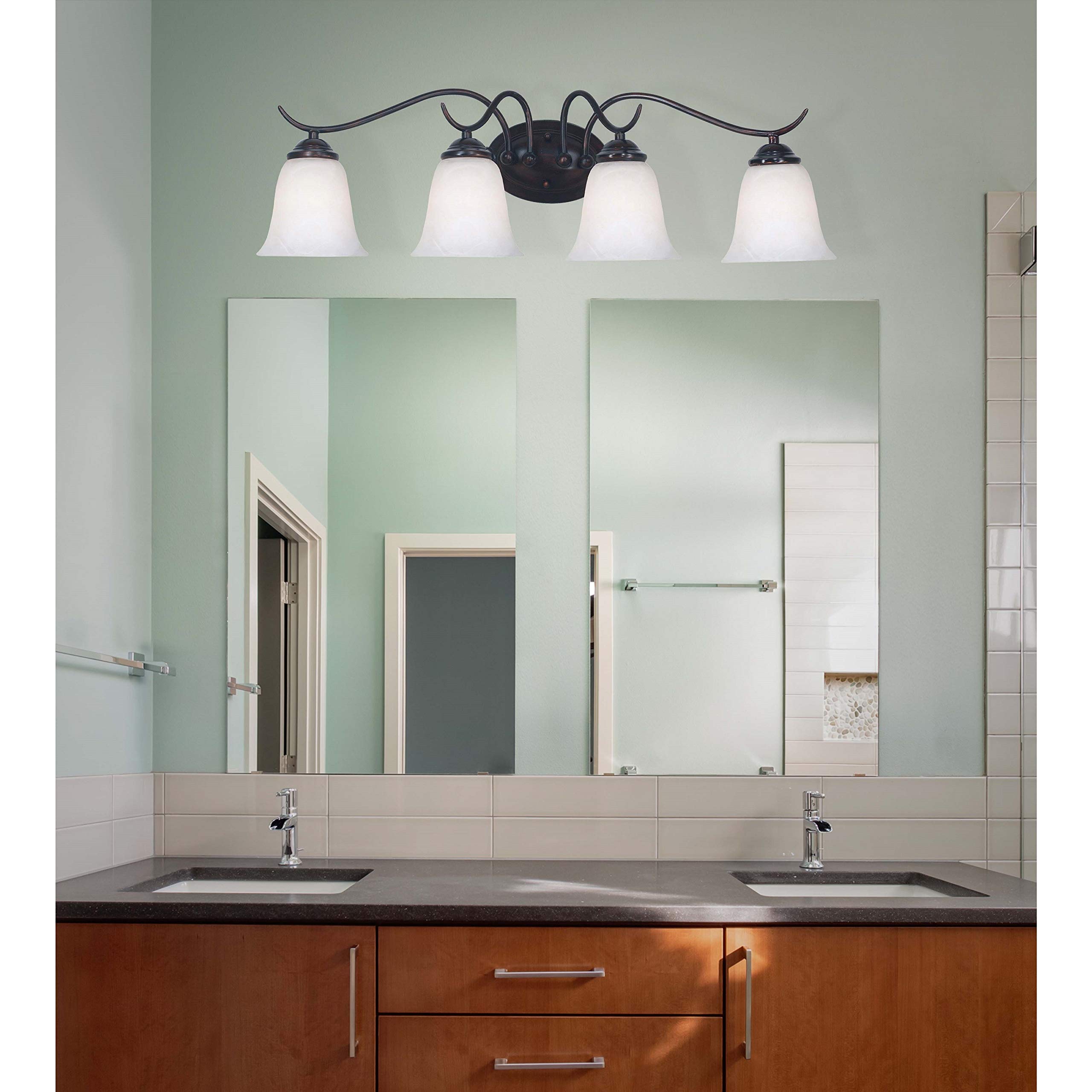 4-Light Vanity Light Fixture in Oil Rubbed Bronze - Modern Contemporary Metal Bathroom Lighting for Mirror, Dresser & Makeup Area - Perfect for Bedroom, Bathroom or Dressing Room