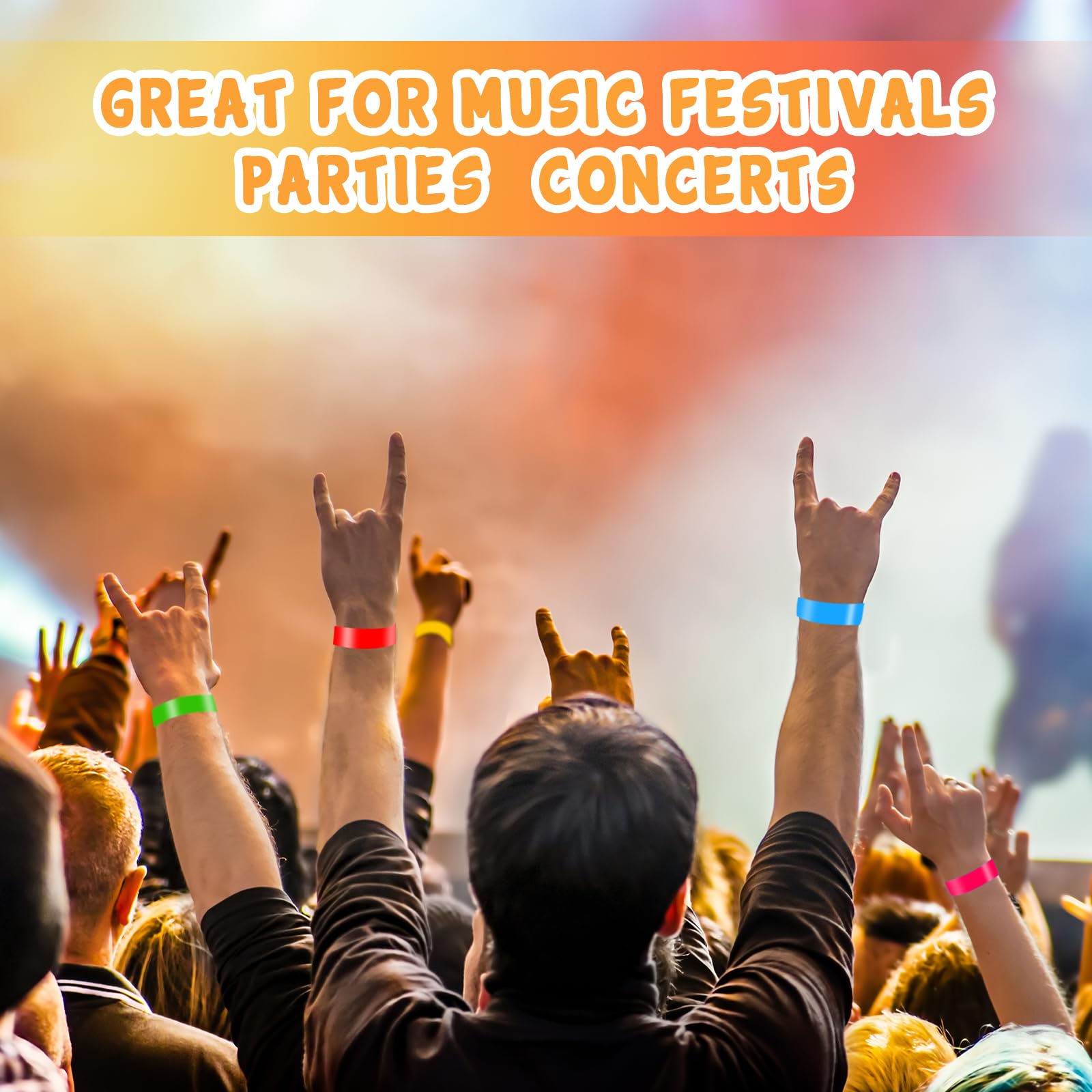 600 Count Neon Yellow Disposable Paper Wristbands - Tearproof & Waterproof Party Wrist Bands for Events, Concerts, Festivals and Clubs - Bulk Adhesive Bracelets for Entry Control and Crowd Management