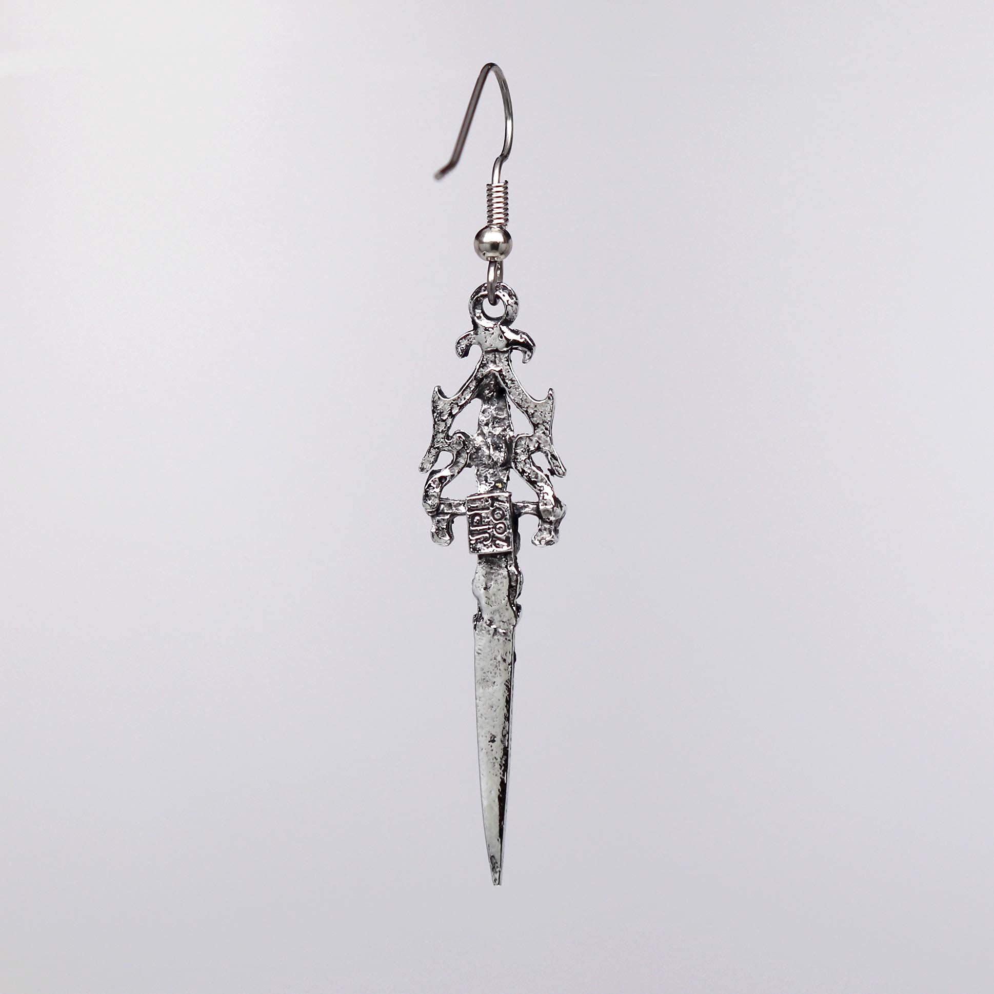 Gothic Skull Dagger Earrings with Crystals for Renaissance Costume