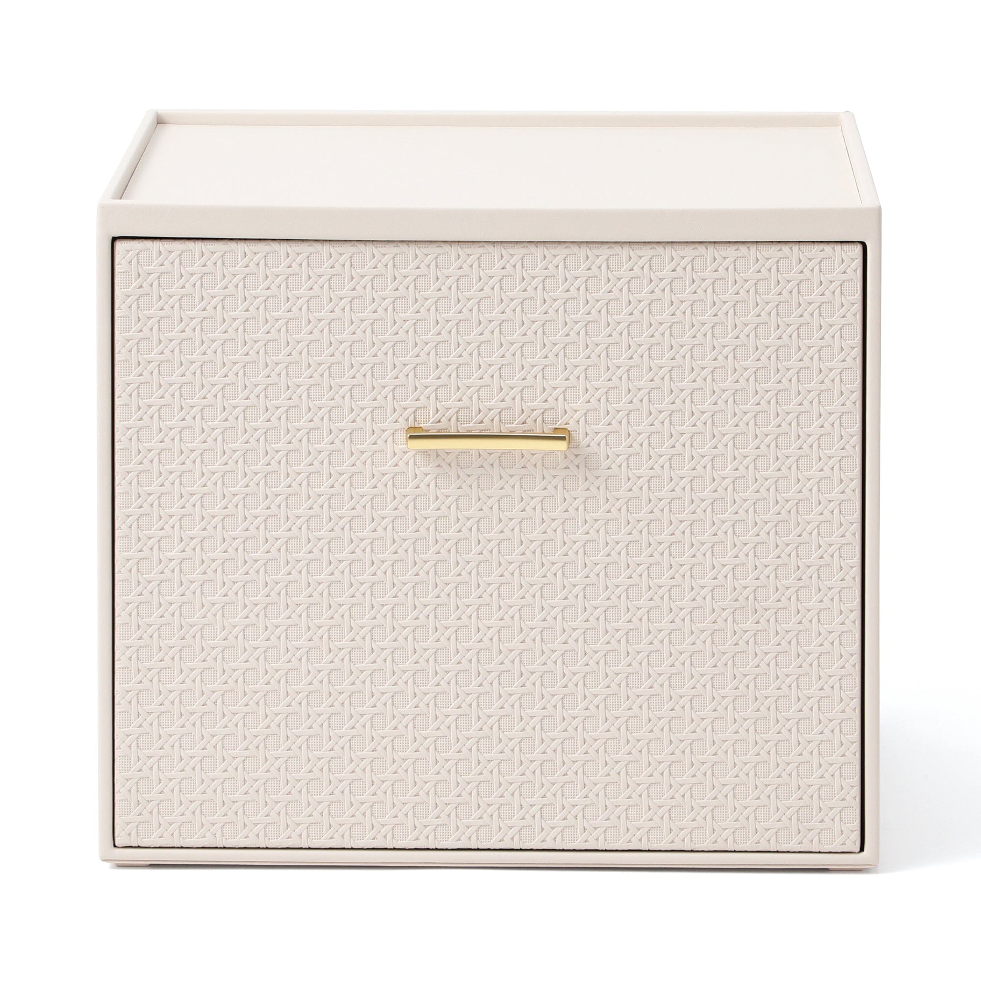 Embossed Stacking Drawer Organizer - Large Ivory Storage Box for Closet, Bathroom & Office Organization | Perfect for Jewelry, Makeup & Small Items