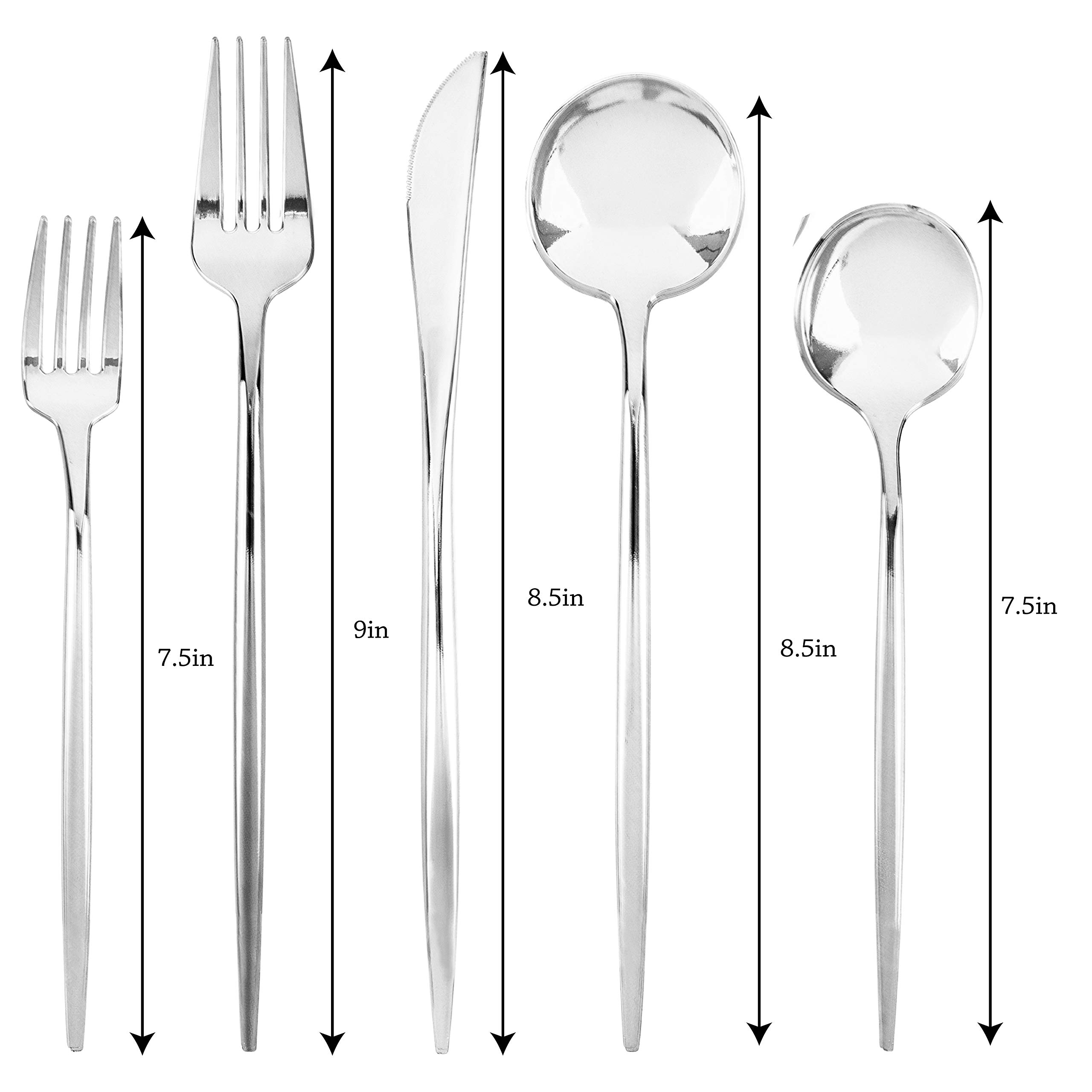 Premium Disposable Plastic Soup Spoons - Elegant Silver Flatware Set of 32 - Perfect for Parties, Catering & Outdoor Dining