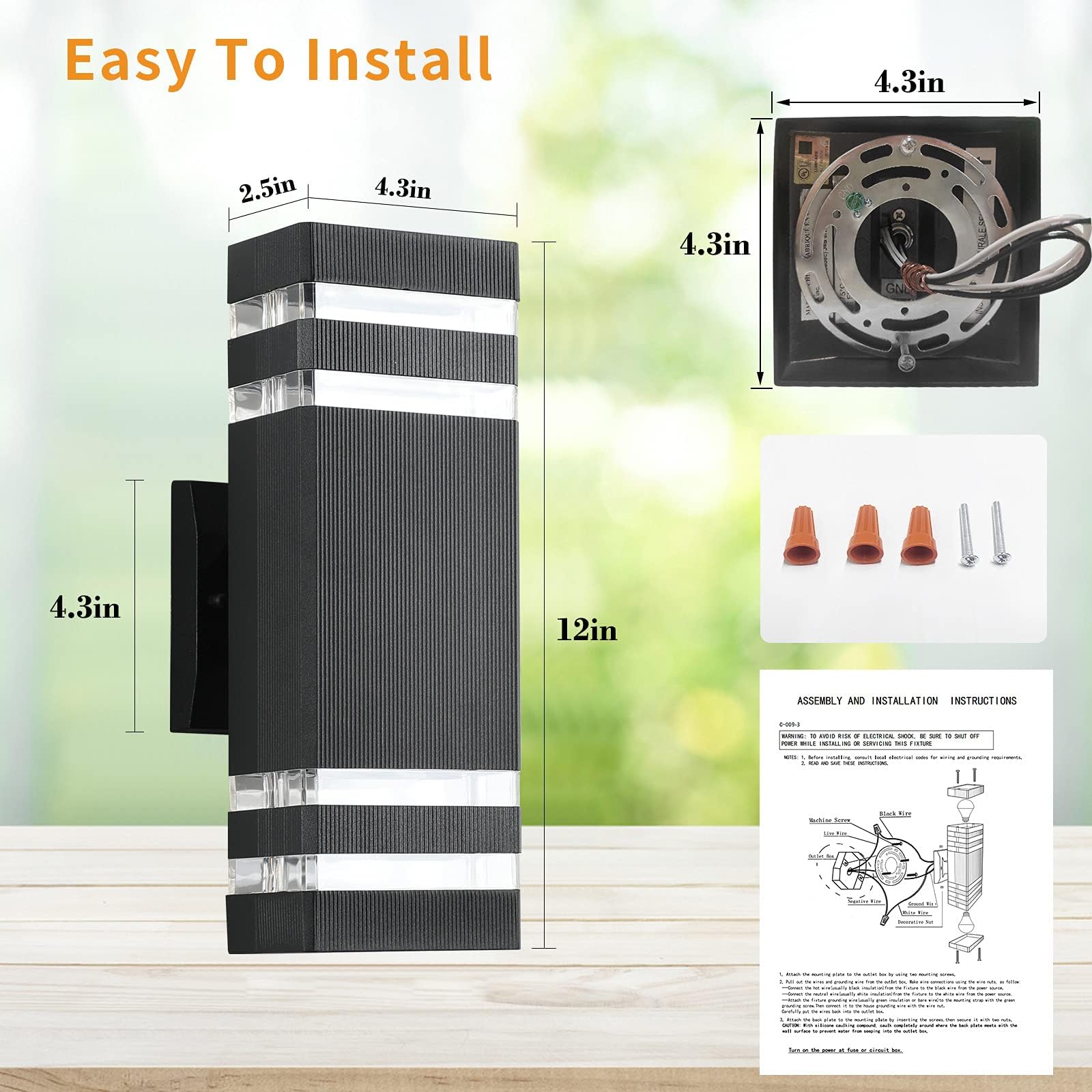 6 Pack Outdoor Wall Lights - Black Modern Waterproof Aluminum Exterior Light Fixtures for House, Garage & Porch | Up and Down Wall Sconces with 2-Layer Design | Perfect for Outdoor Entryway, Patio, Garden and Driveway Lighting