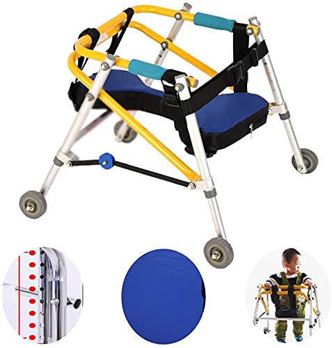 Foldable Walker with Seat - Adjustable Height 4 Wheel Walking Frame for Toddlers, Kids & Teens with Special Needs | Mobility Aid for Rehabilitation & Daily Use (42/52CM)