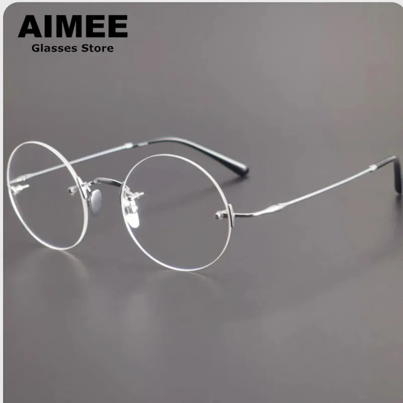 Aimee Unisex Rimless Round Titanium Acetate Eyeglasses 4521 - Lightweight & Durable Glasses for Men & Women - Perfect for Reading, Working & Daily Wear