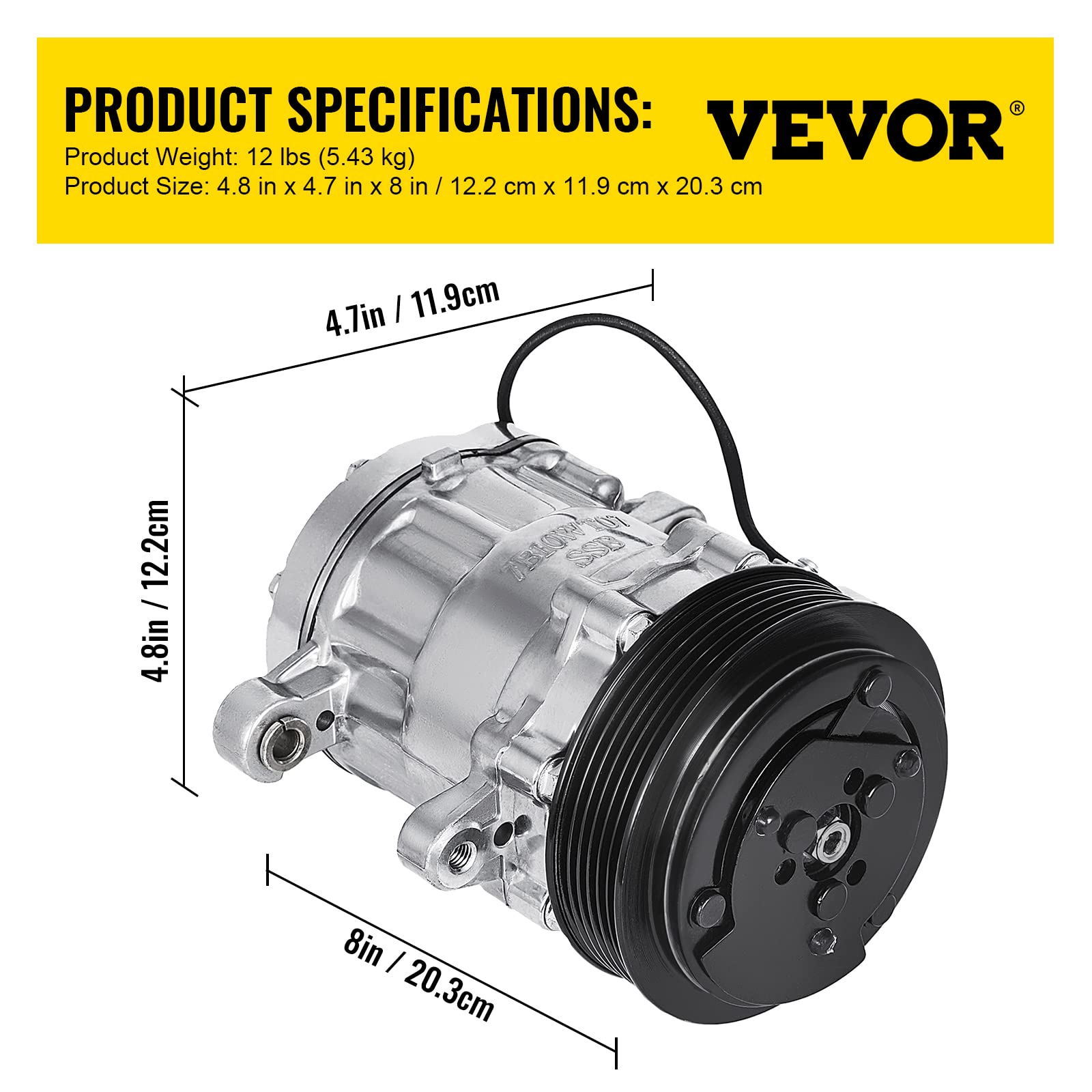 Sanden Style Universal Air Conditioner AC Compressor 7176 SD7B10 2010061 167515 168515 - Replacement for Car & Truck HVAC Systems - Perfect for Automotive AC Repair & Maintenance