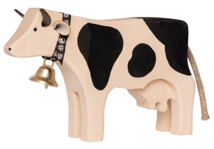 Marc Trauffer Traditional Swiss Cow Figurine - Handmade Wooden Decor for Home & Office - Perfect for Farmhouse, Alpine, and Swiss-Themed Decorations