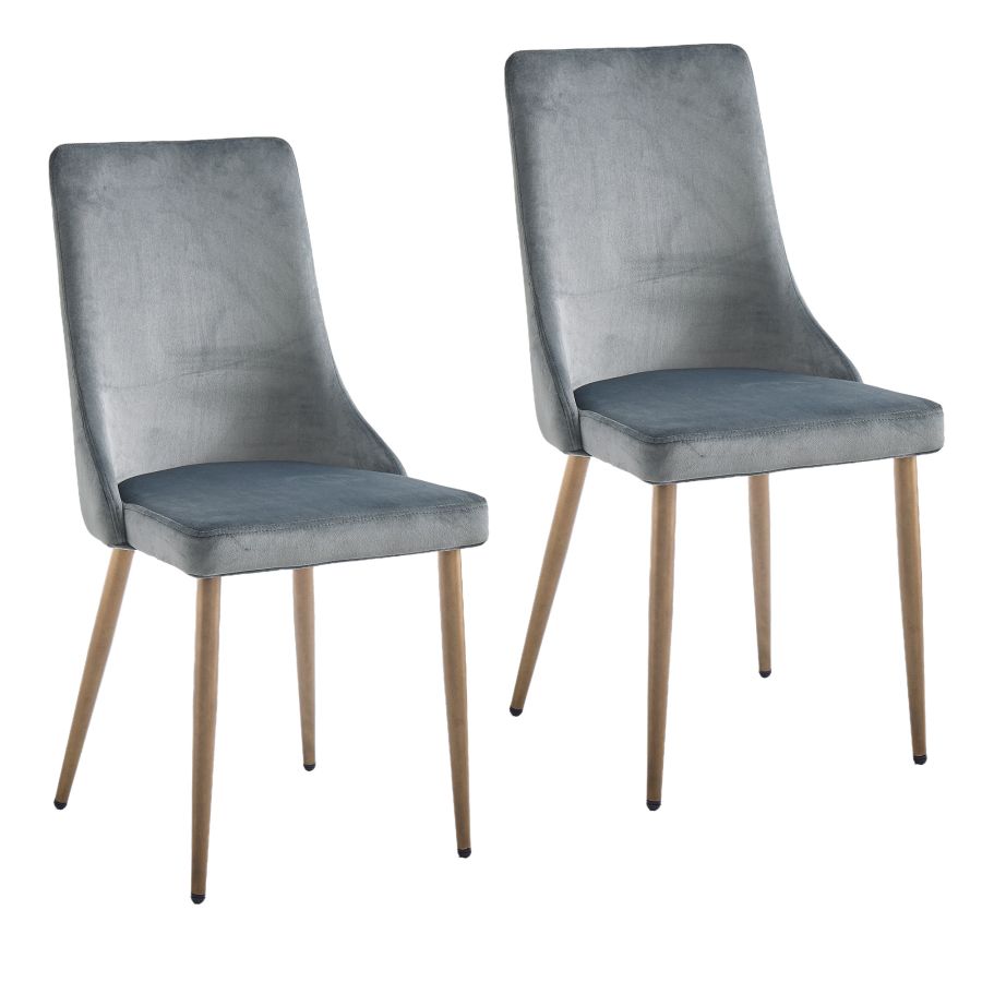 Carmilla 5-Piece Dining Set - Aged Gold Finish with Grey Upholstered Chairs - Elegant Kitchen & Dining Room Furniture for Small Spaces & Apartments