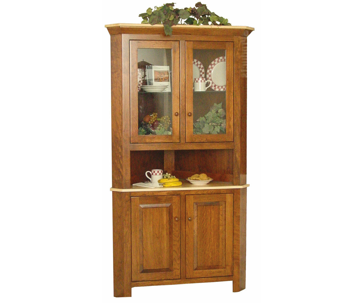 Brookline Corner Hutch - Stylish Wooden Display Cabinet for Living Room & Dining Room | Perfect for Showcasing China, Books & Decor