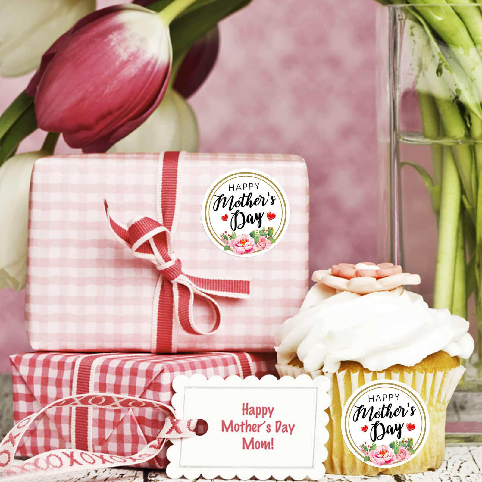 24PCS Happy Mother's Day Stickers - 2 Inch Round Floral Gift Labels for Kids, Envelopes, Cards & Party Decor | Perfect for DIY Crafts, Scrapbooking & Mother's Day Celebrations
