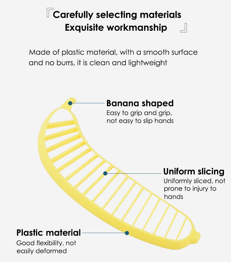 AKOAK Plastic Banana Slicer - 1 Pack Multi-Functional Fruit Cutter for Banana Slices, Perfect for Fruit Salads, Dessert Decorating & Food Prep | Great for Smoothie Bowls, Kids Snacks & Healthy Eating
