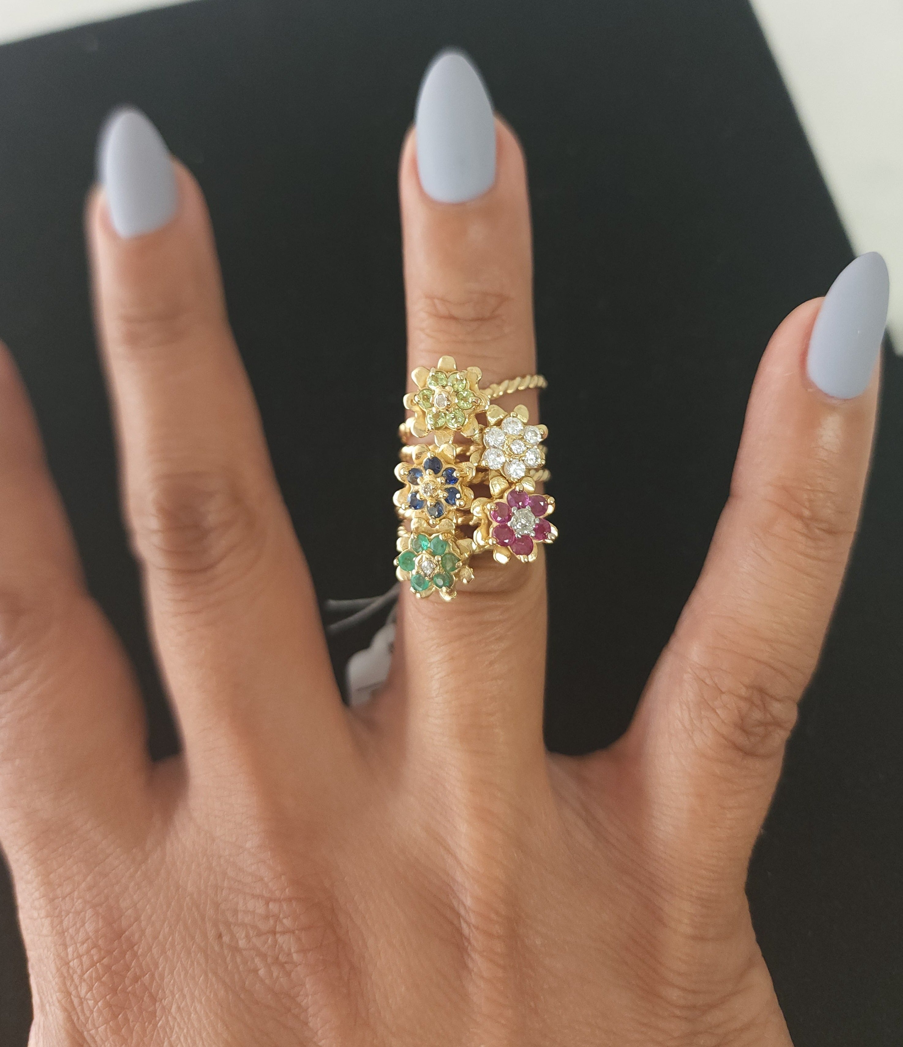 14K Yellow Gold Custom Gemstone Small Tulip Ring - Elegant Floral Jewelry for Women, Perfect for Weddings, Anniversaries & Everyday Wear