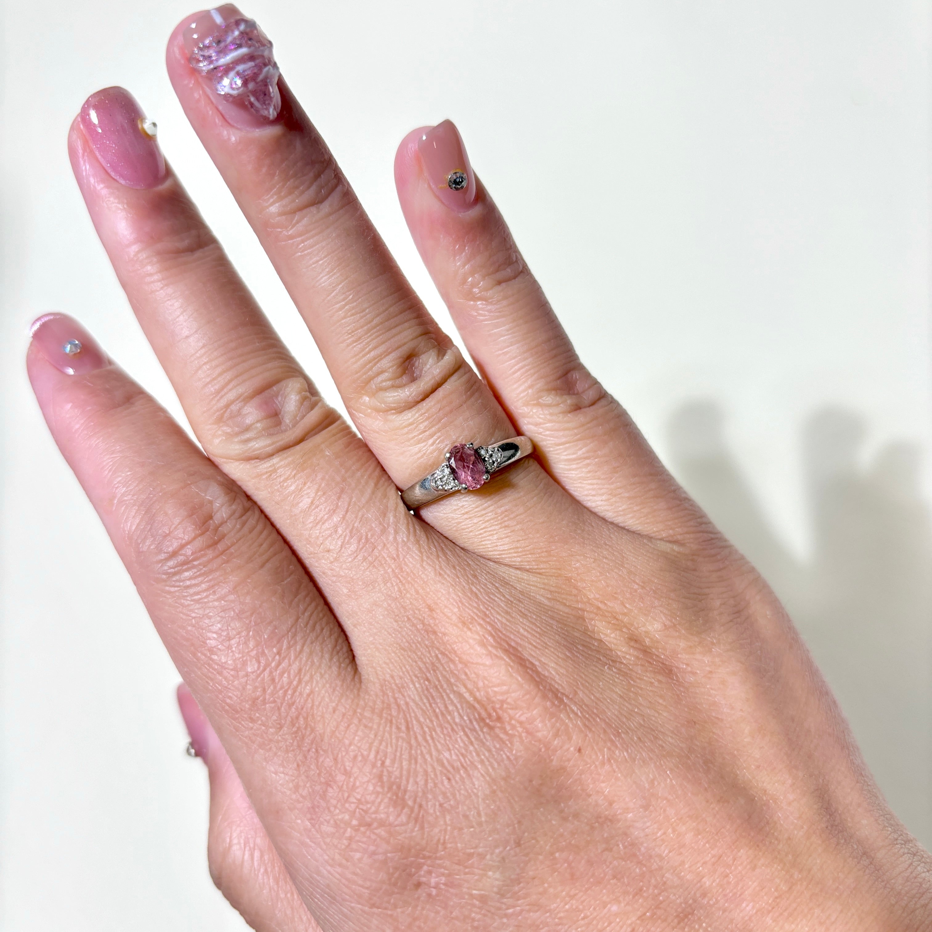 10K White Gold Pink Tourmaline & Diamond Ring - 0.45ctw Tourmaline & 0.03ctw Diamonds - Size 6.5 - Elegant Gift for Anniversary, Engagement or Special Occasion