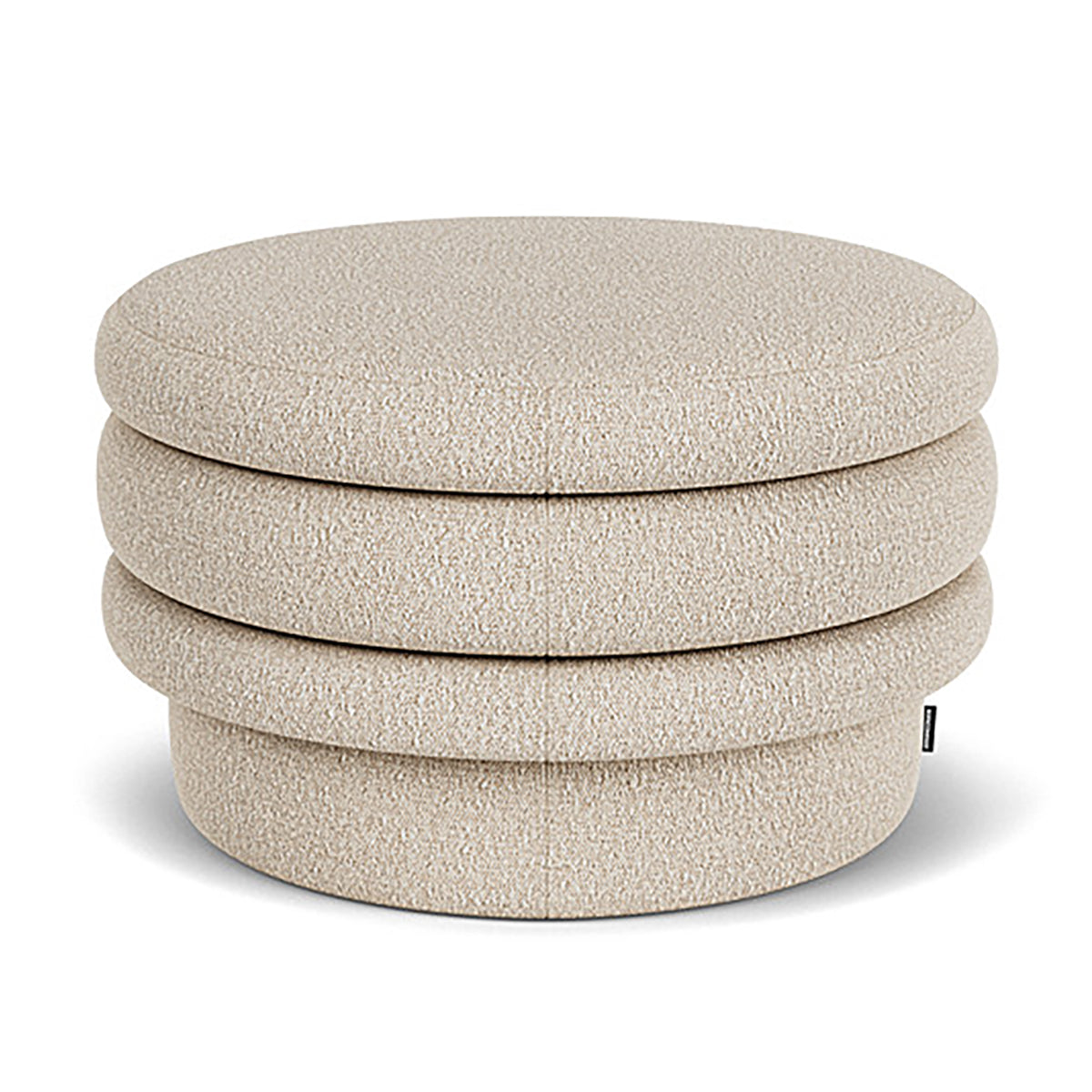 Luxury Honey Boucle Ottoman Stool - Soft Velvet Upholstered Round Footrest, Accent Chair for Living Room, Bedroom & Nursery - Perfect for Relaxing, Reading & Decor
