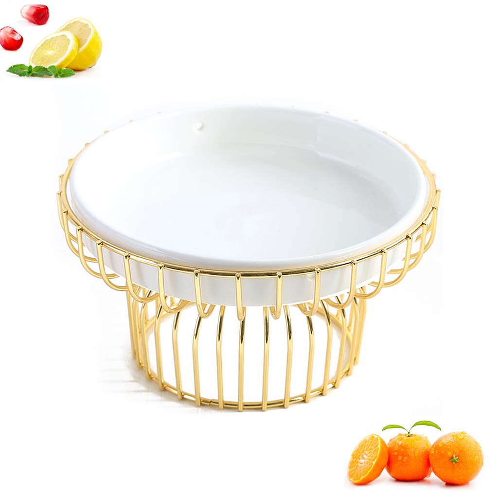 Sturdy Metal Wire Fruit Bowl Basket - Modern White Decorative Snack Storage Holder for Kitchen Countertop & Living Room | Perfect for Organizing Fruits, Nuts, and Party Snacks as Stylish Centerpiece