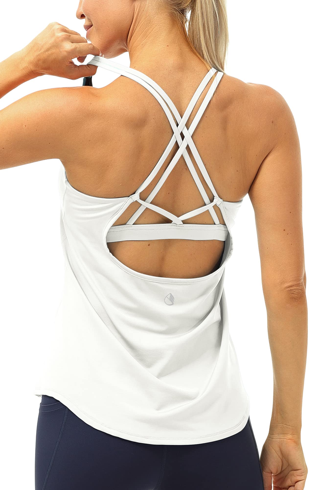 Icyzone Women's Workout Tank Tops with Built-in Bra - Strappy Athletic Yoga Shirts for Running, Gym & Exercise | Perfect for Yoga, HIIT & Fitness Training