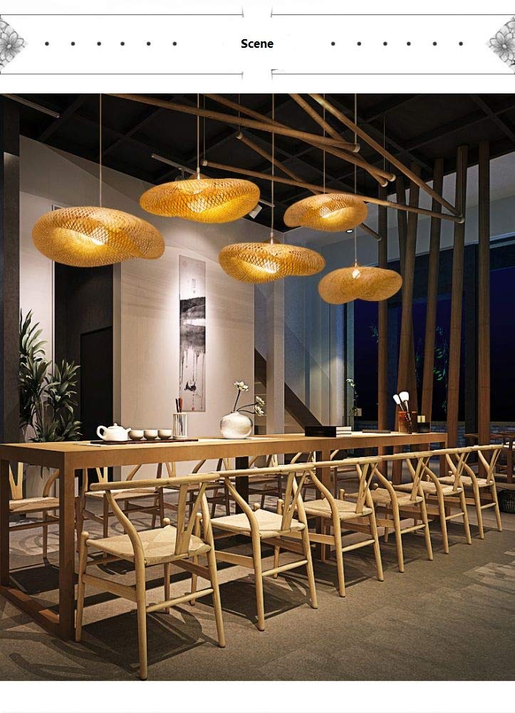 Modern Bamboo Pendant Lighting for Kitchen Island - 23.5