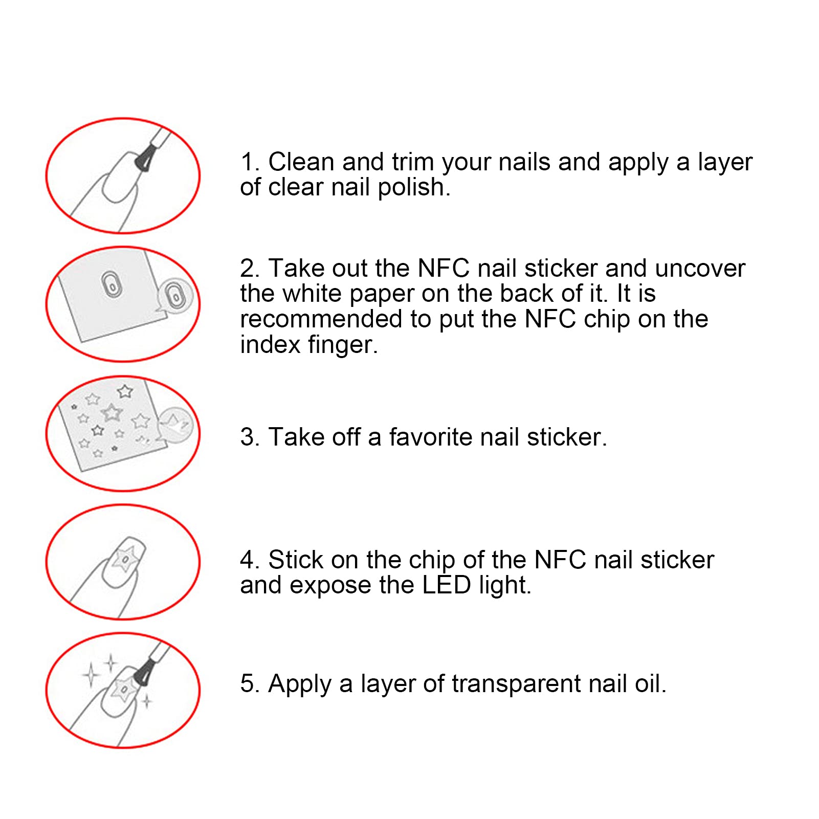 NFC Nail Stickers - Self Adhesive 7 Color LED Nail Art for Women | Fashionable NFC Enabled Nail Decals for Bus Cards & Contactless Payments | Perfect for Parties, Clubbing & Daily Commute