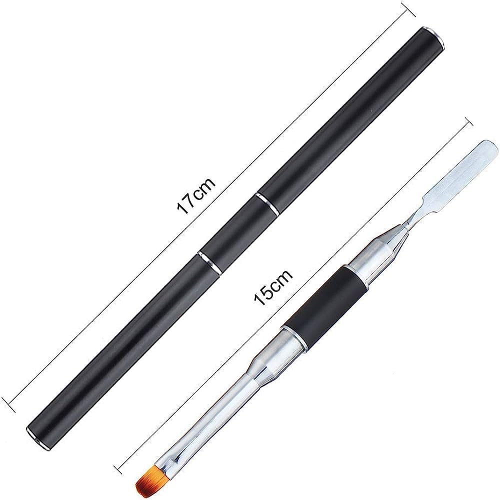 B-LADY 2-in-1 Poly Gel Nail Brush with Spatula - Professional Stainless Steel Nail Art Tool for PolyGel, UV Gel & Acrylic Nails Extension - Perfect for Salon, Home Manicure & DIY Nail Designs