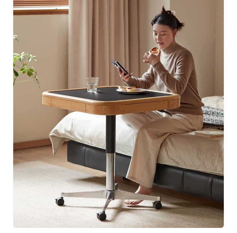 Solid Oak Lift-Top Coffee Table with Storage - Modern Square Movable Design for Living Room, Home Office & Small Spaces