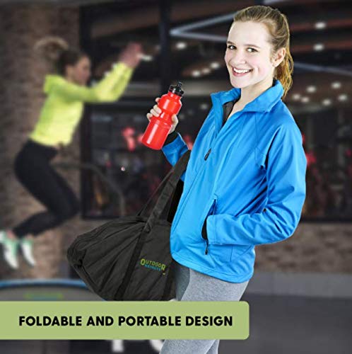 Foldable Mini Trampoline for Adults & Kids - Exercise Fitness Rebounder with Handle & Pre-Attached Springs - Indoor/Outdoor Workout Equipment for Home Gym, Weight Loss & Family Fun