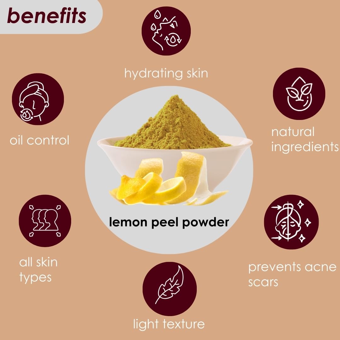 Sanatana Herbals Lemon Peel Powder Face Mask - 125g | Natural & Organic Skincare for Glowing Skin | Perfect for Daily Use, Spa & Relaxation at Home