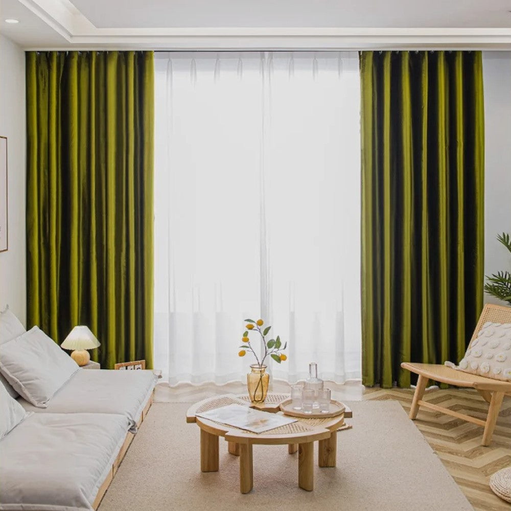 Luxury Italian Velvet Curtains - Olive Green Blackout Drapes for Living Room & Bedroom | Soft Thermal Insulated Window Treatments for Home Decor