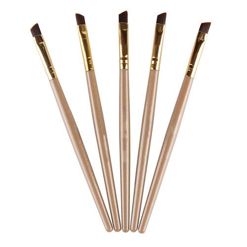 Professional Slant Tip Eyebrow Brush - Golden Plastic Handle Makeup Brush for Precise Brows & Contouring | Perfect for Eyebrow Shaping, Filling & Everyday Makeup Application