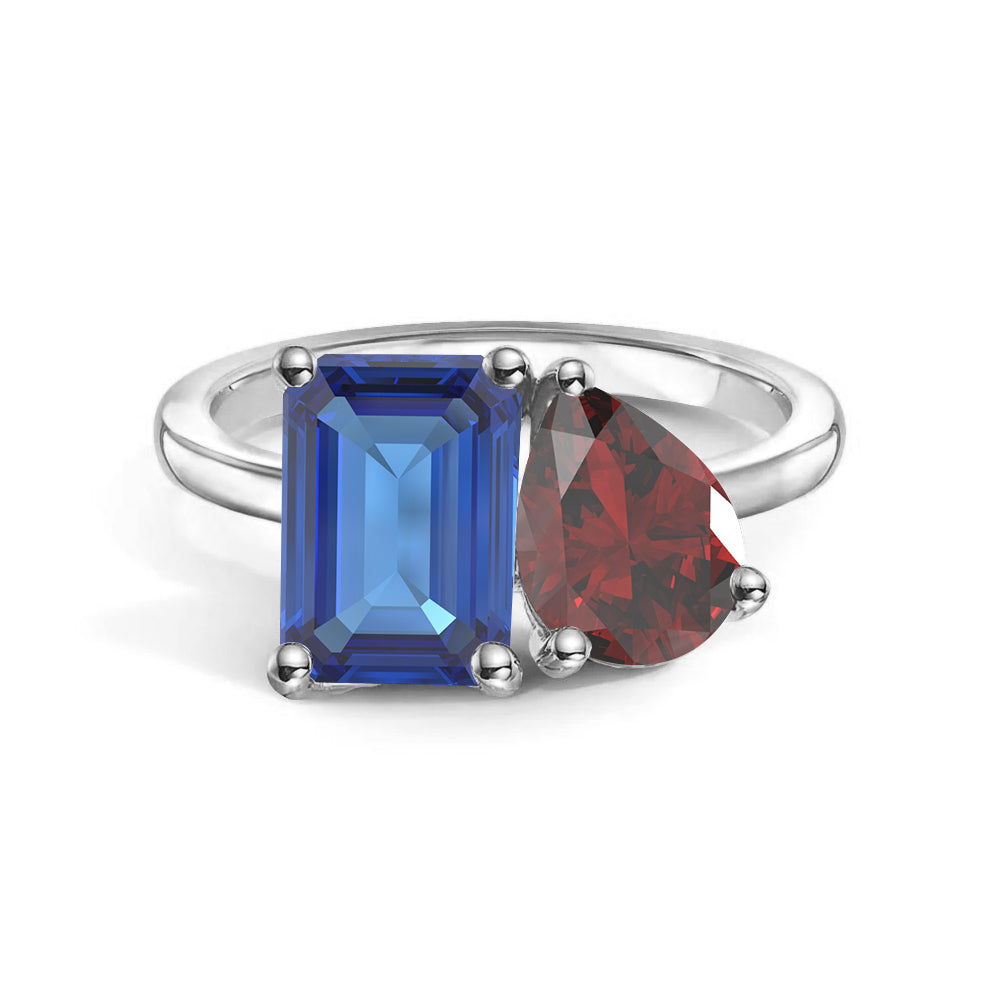 Toi et Moi Personalized Sapphire Birthstone Ring | Custom Anniversary Jewelry Gift for Her | Perfect for Weddings, Engagements & Romantic Occasions