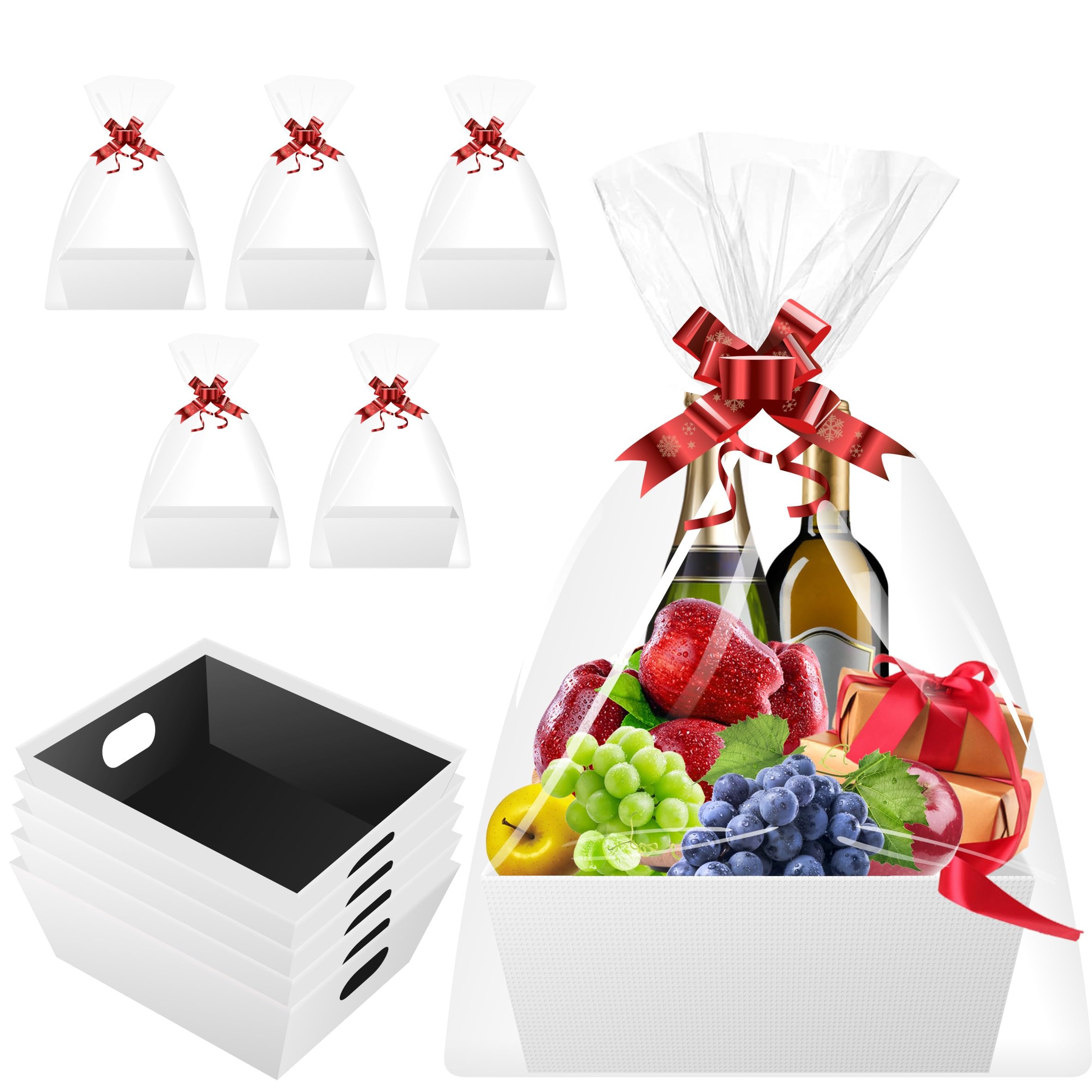 5-Pack Empty Gift Baskets for Sympathy, Baby, Easter - Reusable Woven Gift Baskets for Holiday Gifting, Party Favors & Home Decor