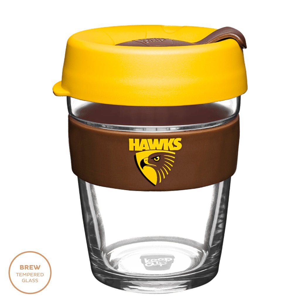 KeepCup AFL 12oz Reusable Glass Coffee Cup - Perfect for Home, Office & Travel - Barista Standard Eco-Friendly Mug for Hot & Cold Beverages