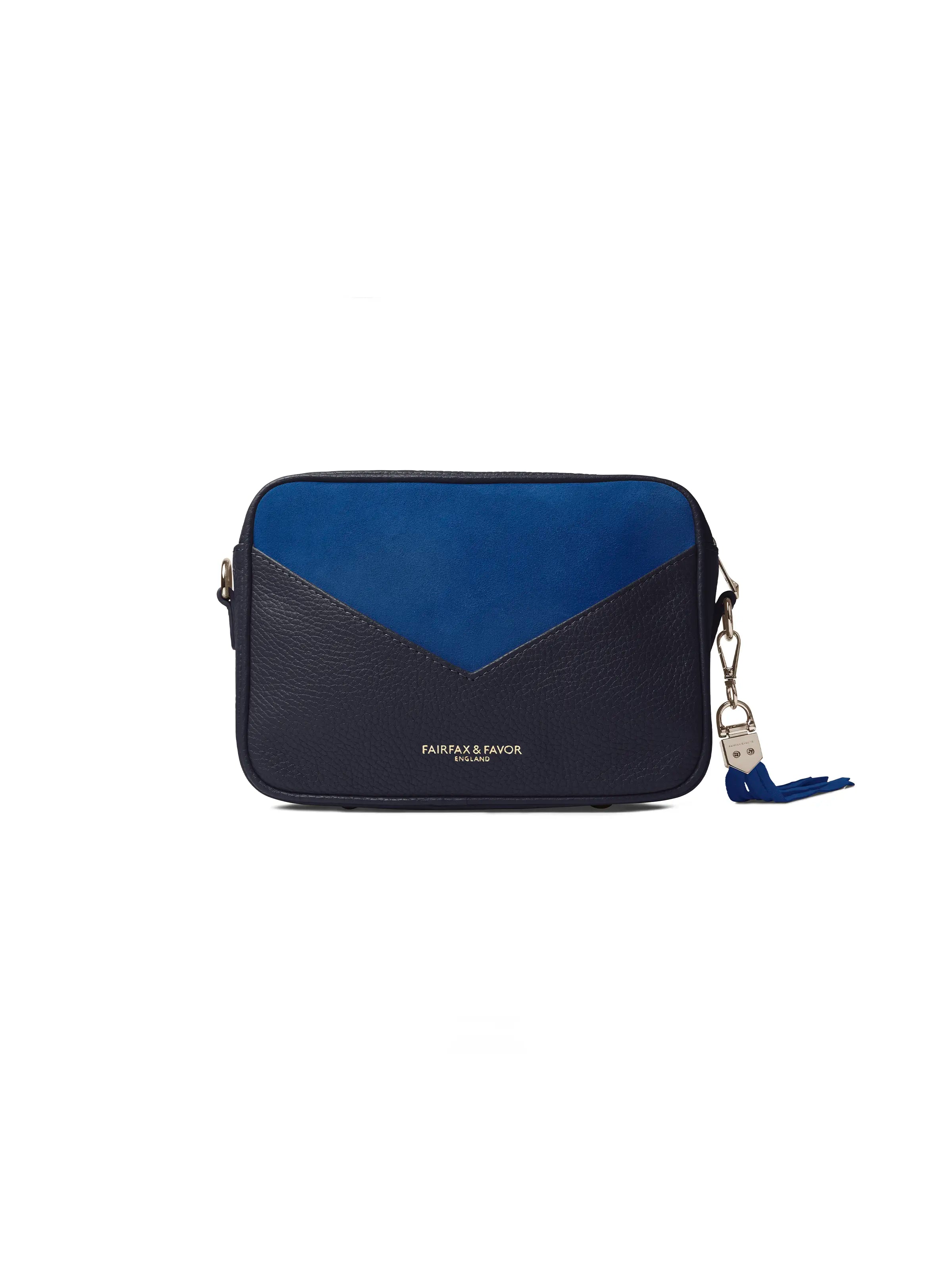 Finsbury Porto Blue Leather & Navy Suede Exclusive Handbag - Stylish Crossbody Bag for Women - Perfect for Work, Travel & Everyday Use