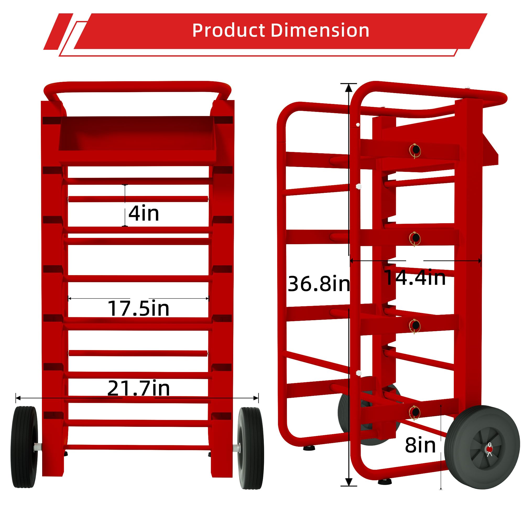 Heavy Duty 11-Rod Wire Spool Rack with Wheels & Storage Box - Mobile Cable Holder for Electricians, Workspaces & DIY Projects - Efficient Wire Management Solution (Red)