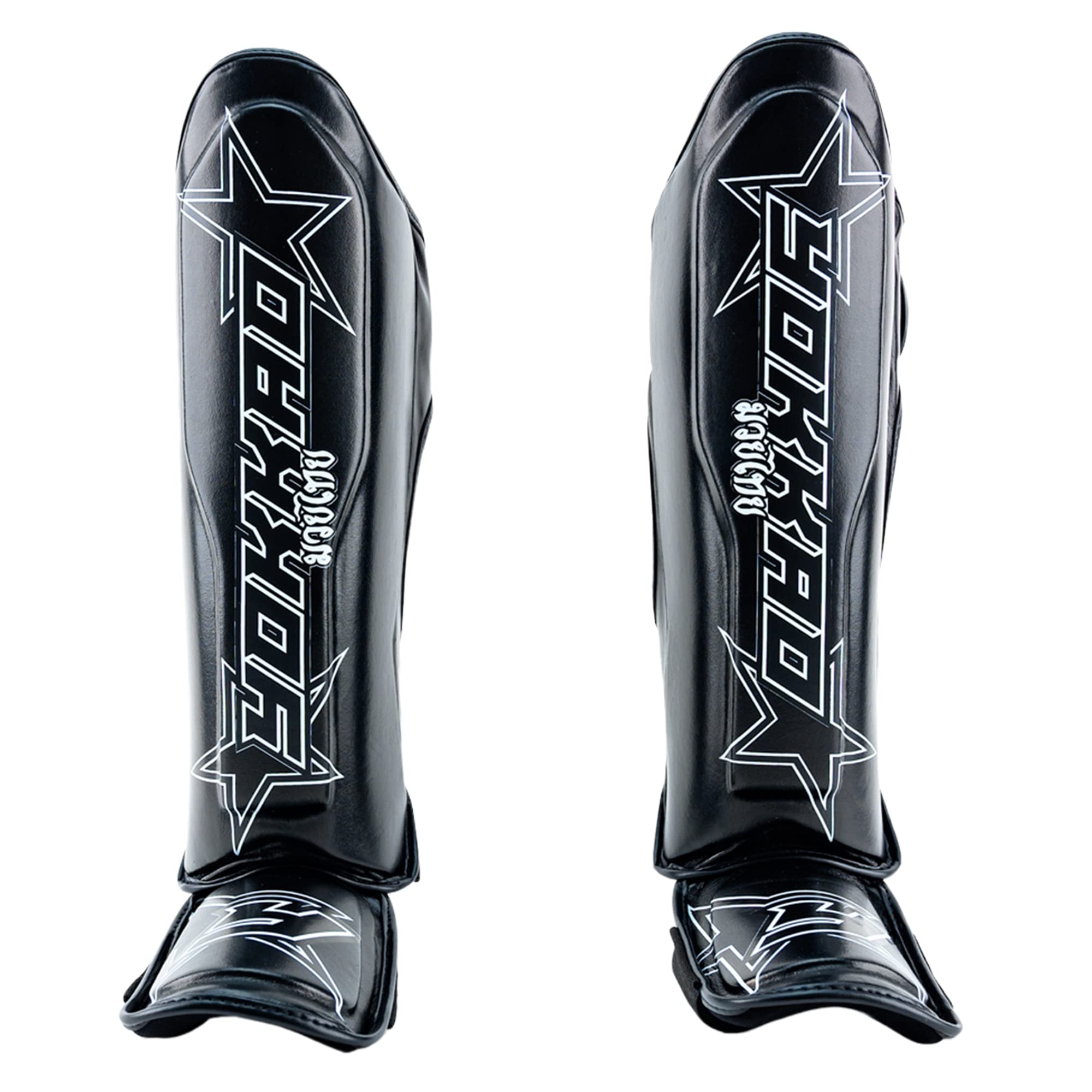 YOKKAO Muay Thai Shin Guards with Foot & Knee Protection - Lightweight Kickboxing & MMA Shin Pads for Training & Competition - Adjustable Straps for Secure Fit - Perfect for Muay Thai, Kickboxing, MMA & Combat Sports Practice