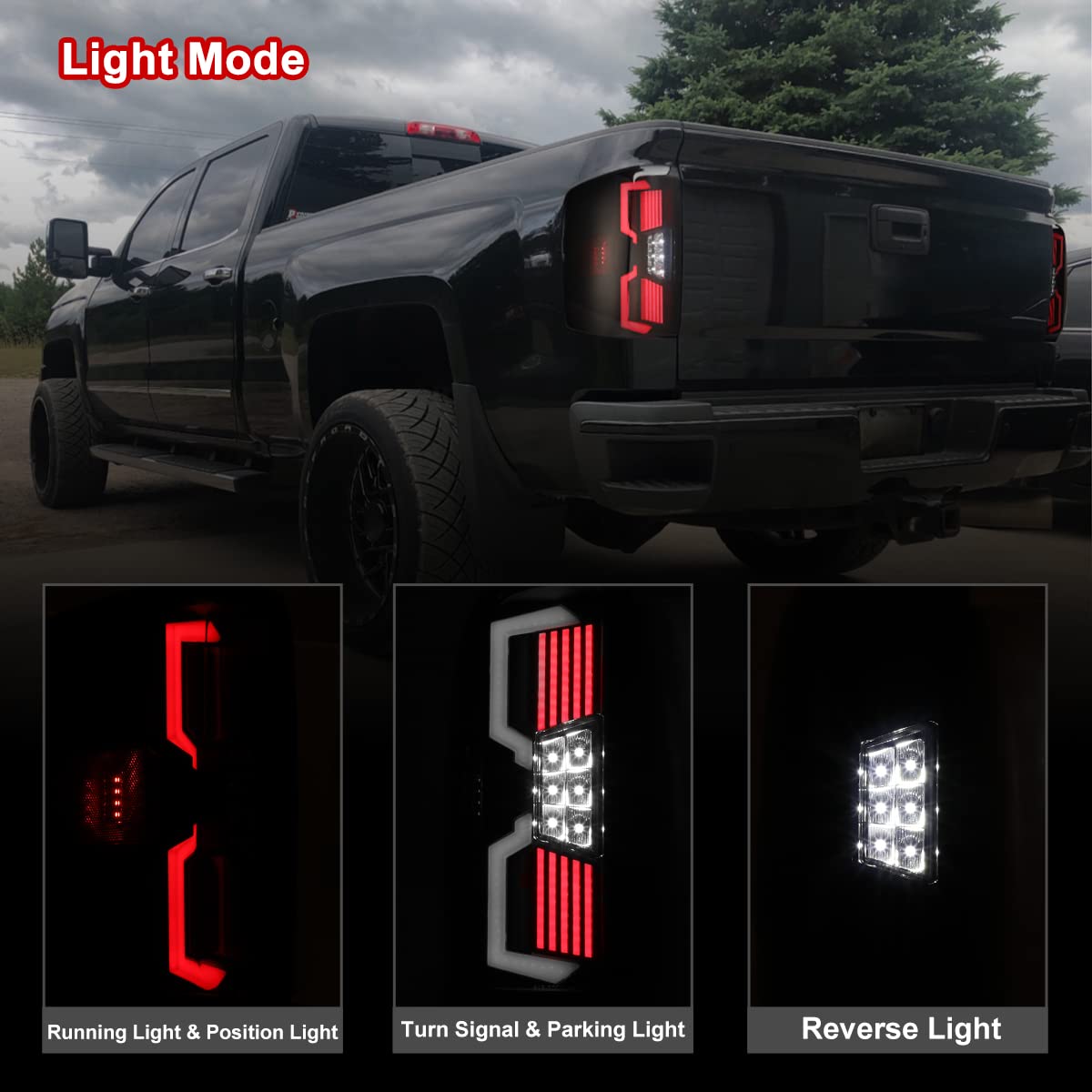 Nixon Offroad LED Tail Lights Assembly for 2014-2018 Chevy Silverado 1500 & 2015-2018 Silverado 2500HD/3500HD - Smoked LED Sequential Turn Signals & Full LED Indicators - Upgrade for Enhanced Visibility & Style
