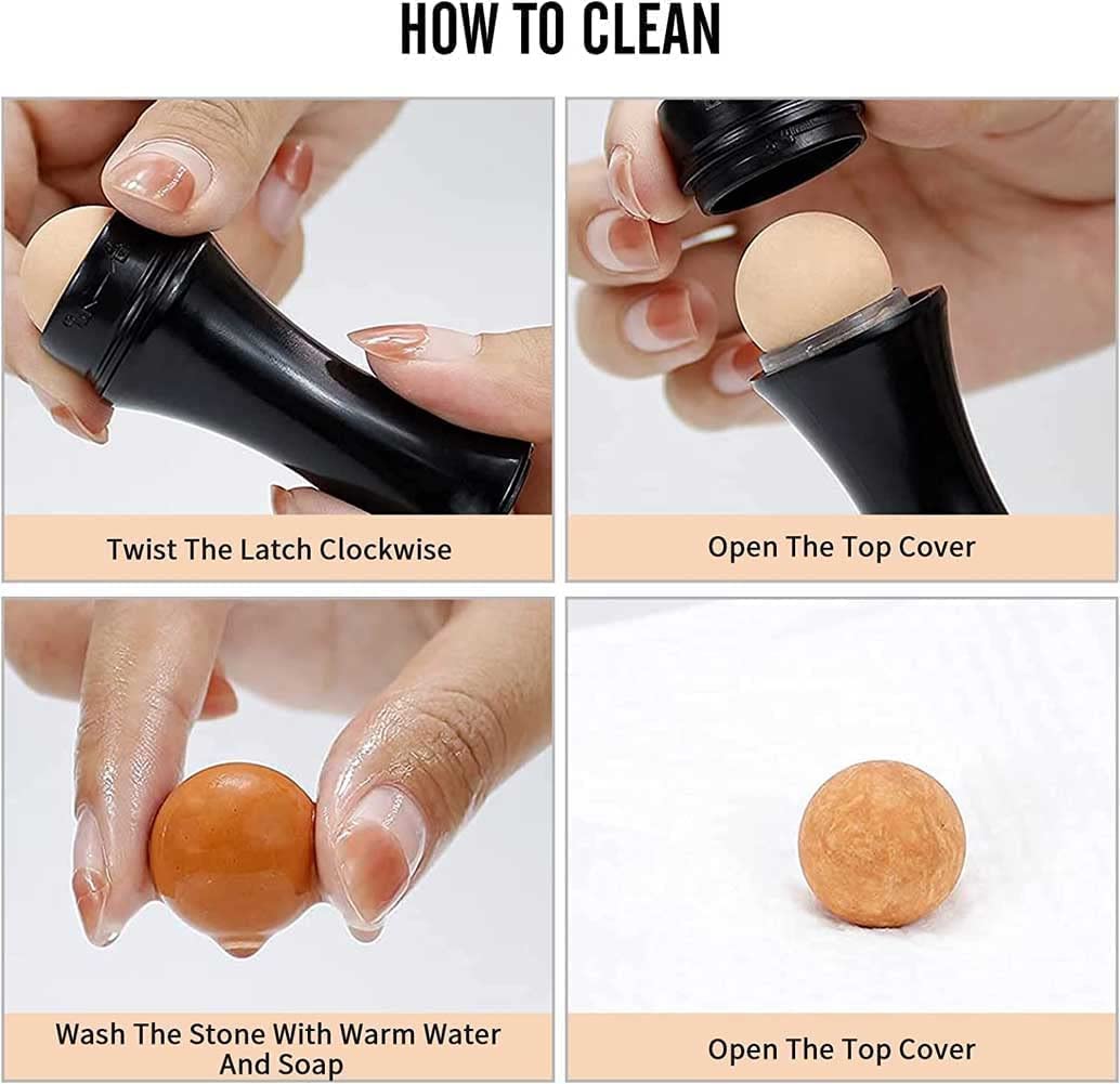 7Seas Volcanic Stone Face Roller - Reusable Oil Control Facial Massager for Oily Skin Care, Anti-Shine Skincare Tool with Oil-Absorbing Properties (Multicolor, 1Pc) | Perfect for Daily Skincare Routine, Travel & On-the-Go Use