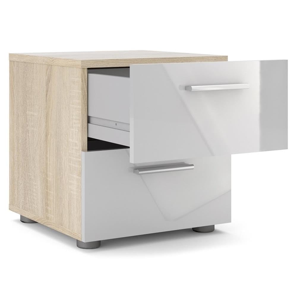 Pemberly Row 3-Piece Bedroom Set - 2 Oak & White Nightstands with 1 Double Dresser | Modern Bedroom Furniture for Master & Guest Rooms