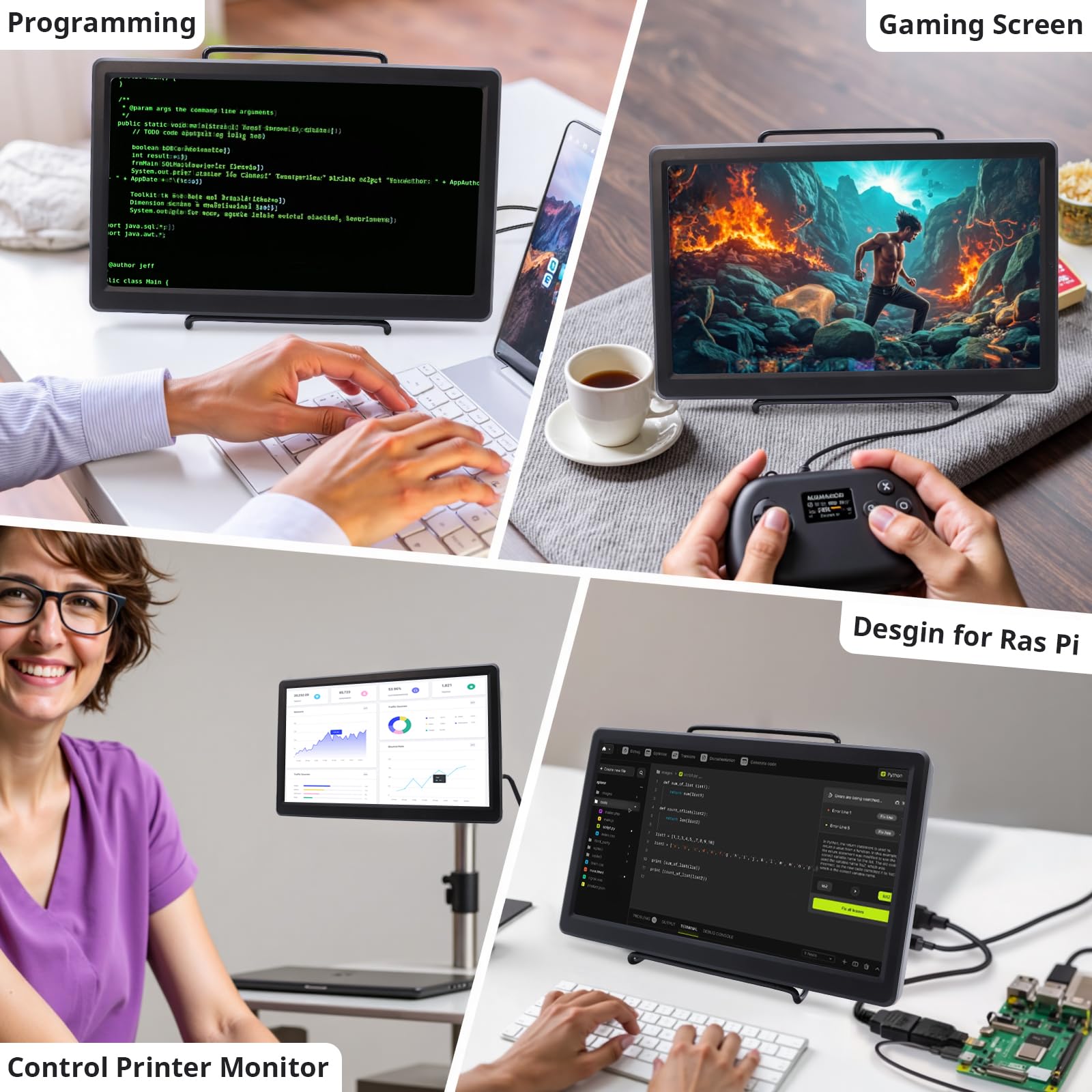 10.1 Inch ELECROW Mini Monitor - 1920x1080 Full HD IPS Screen with HDMI/VGA Inputs | Compatible with Raspberry Pi, CCTV, Gaming Consoles & Windows PC | Perfect for DIY Projects, Home Security & Portable Gaming