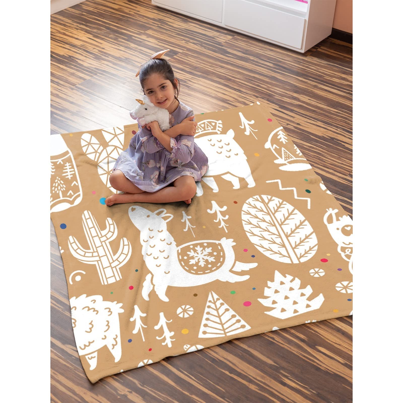 Christmas Llamas Flannel Blanket - Ultra Soft & Warm 50x40 Inch Cozy Shaggy Throw for Bed, Couch, Sofa - Lightweight Home Decor for Kids & Family Use (Perfect for Winter Snuggling & Holiday Gift)