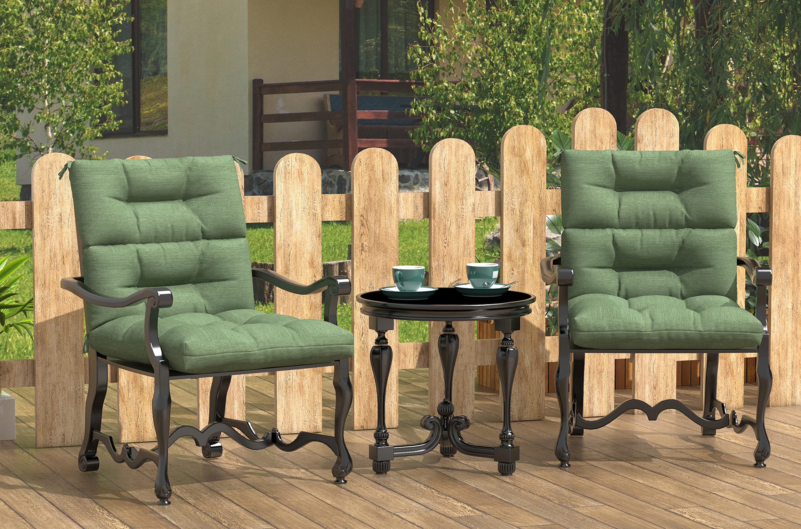BOSSIMA Outdoor Patio High Back Lawn Chair Cushions - Tufted Square Corner Cushion Set of 2, Taupe - Perfect for Garden, Poolside, and Backyard Relaxation