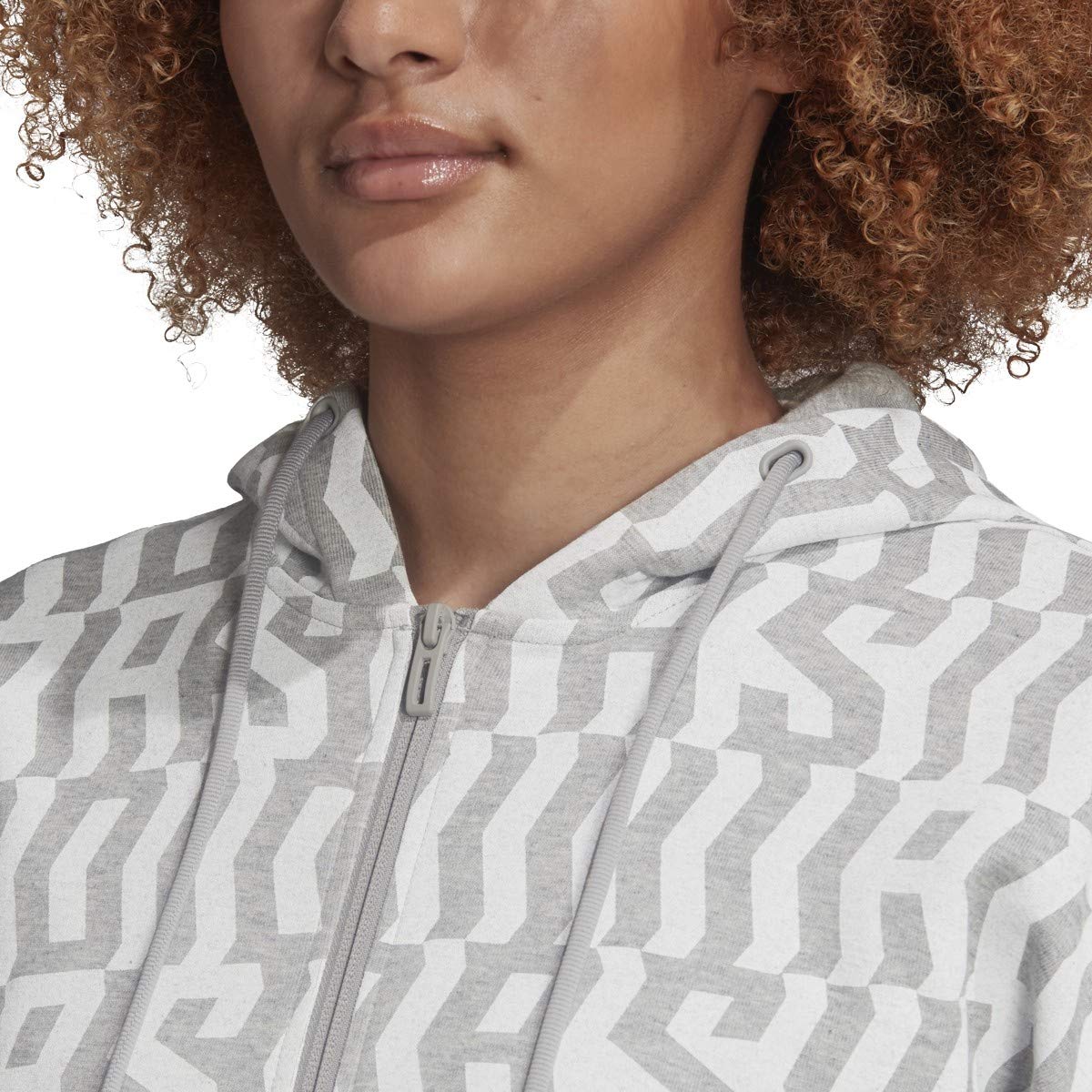 Adidas Women's All Over Print Full-Zip Hoodie - Stylish Fleece Jacket for Casual Wear, Gym & Outdoor Activities