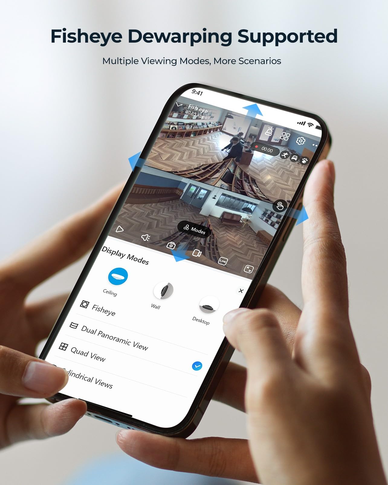 Reolink FE-P-W 6MP HD PoE IP Fisheye Security Camera - 360° View, Smart Human Detection, Two-Way Audio, Ceiling/Wall/Desk Mount - Ideal for Home & Office Surveillance, Baby Monitoring & Pet Watching