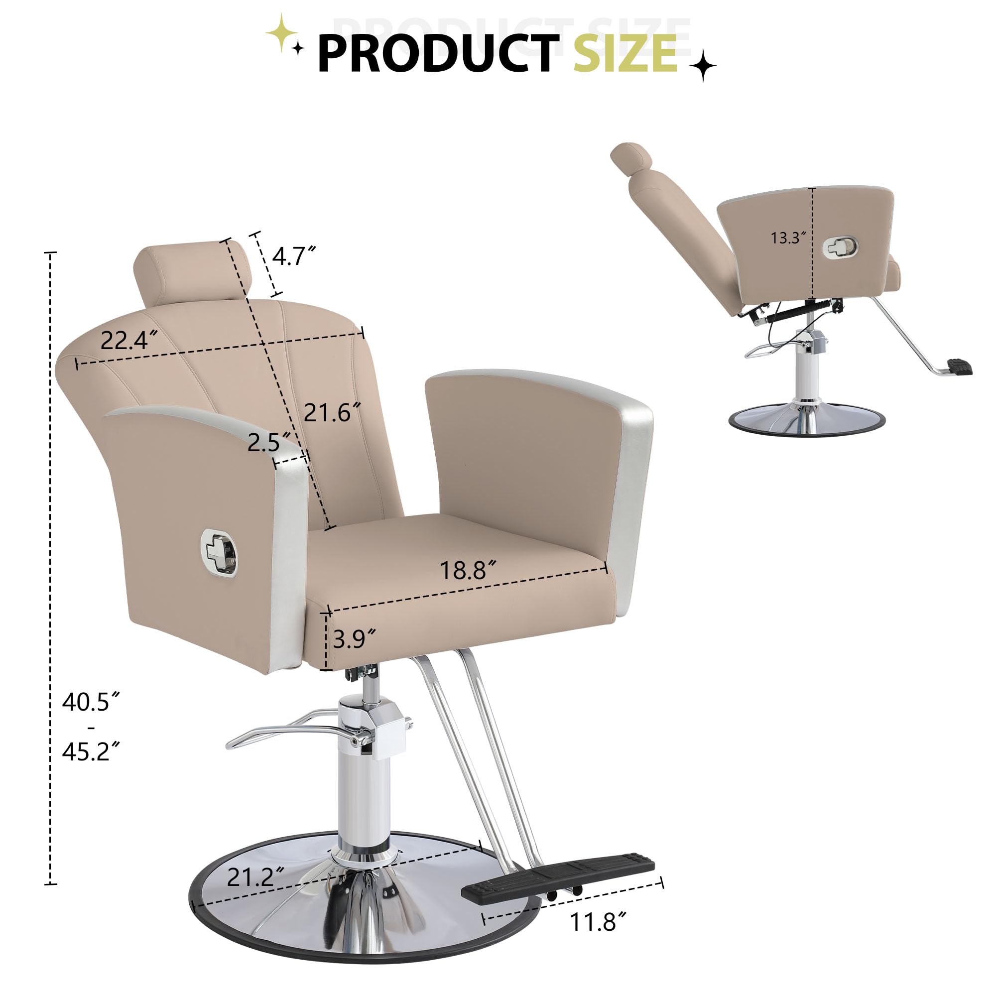 Professional Hydraulic Salon Chair for Hair Stylists - 360° Swivel & Height Adjustable Barber Styling Chair with Reclining Function (Grey) - Perfect for Barbershops, Hair Salons & Home Styling Stations