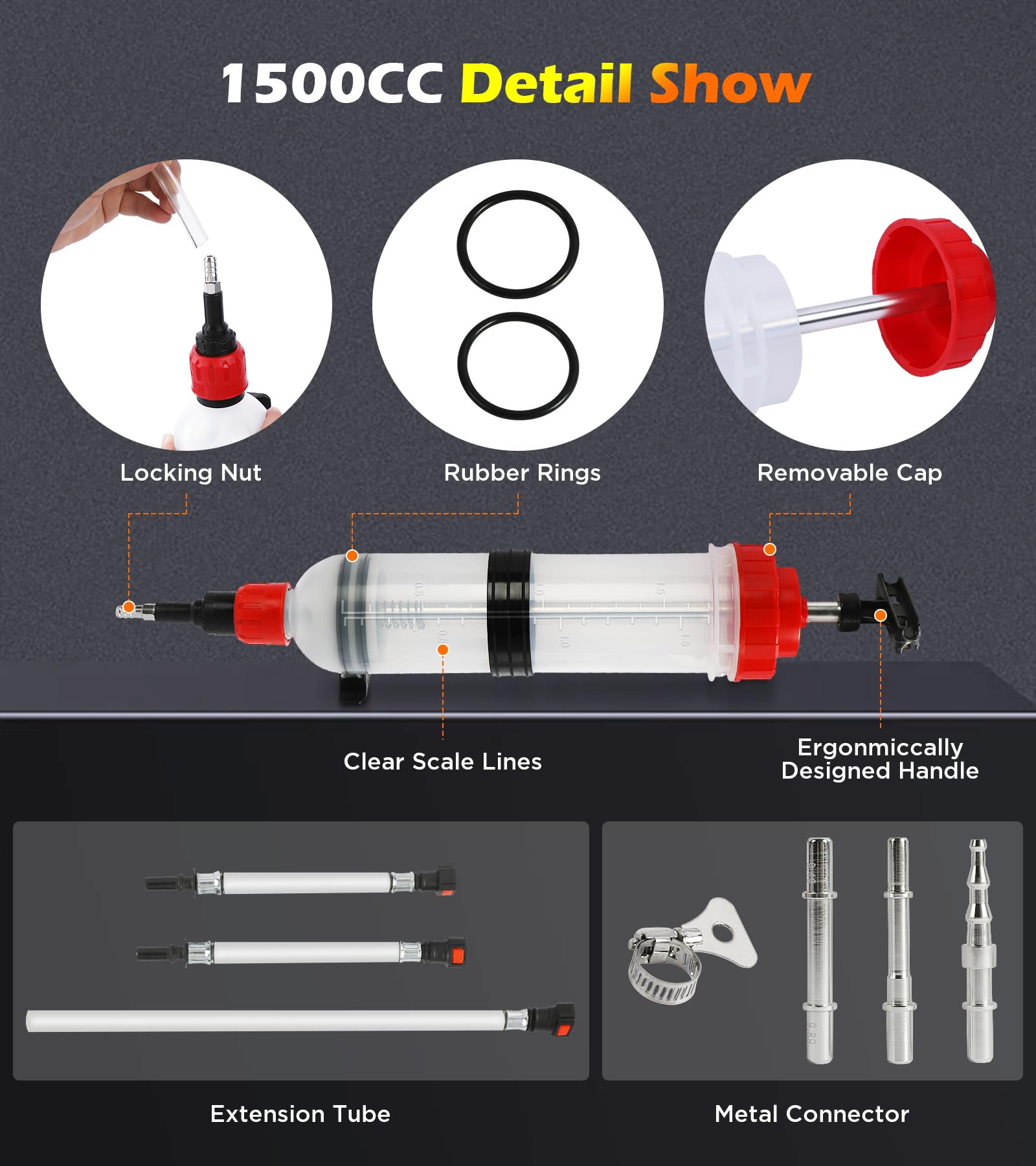 PLAYOCCAR 1500ML Syringe Pumping Tool - High Capacity Liquid Dispenser for Resin, Epoxy, Glue & Adhesives - Perfect for DIY Crafts, 3D Printing & Industrial Applications