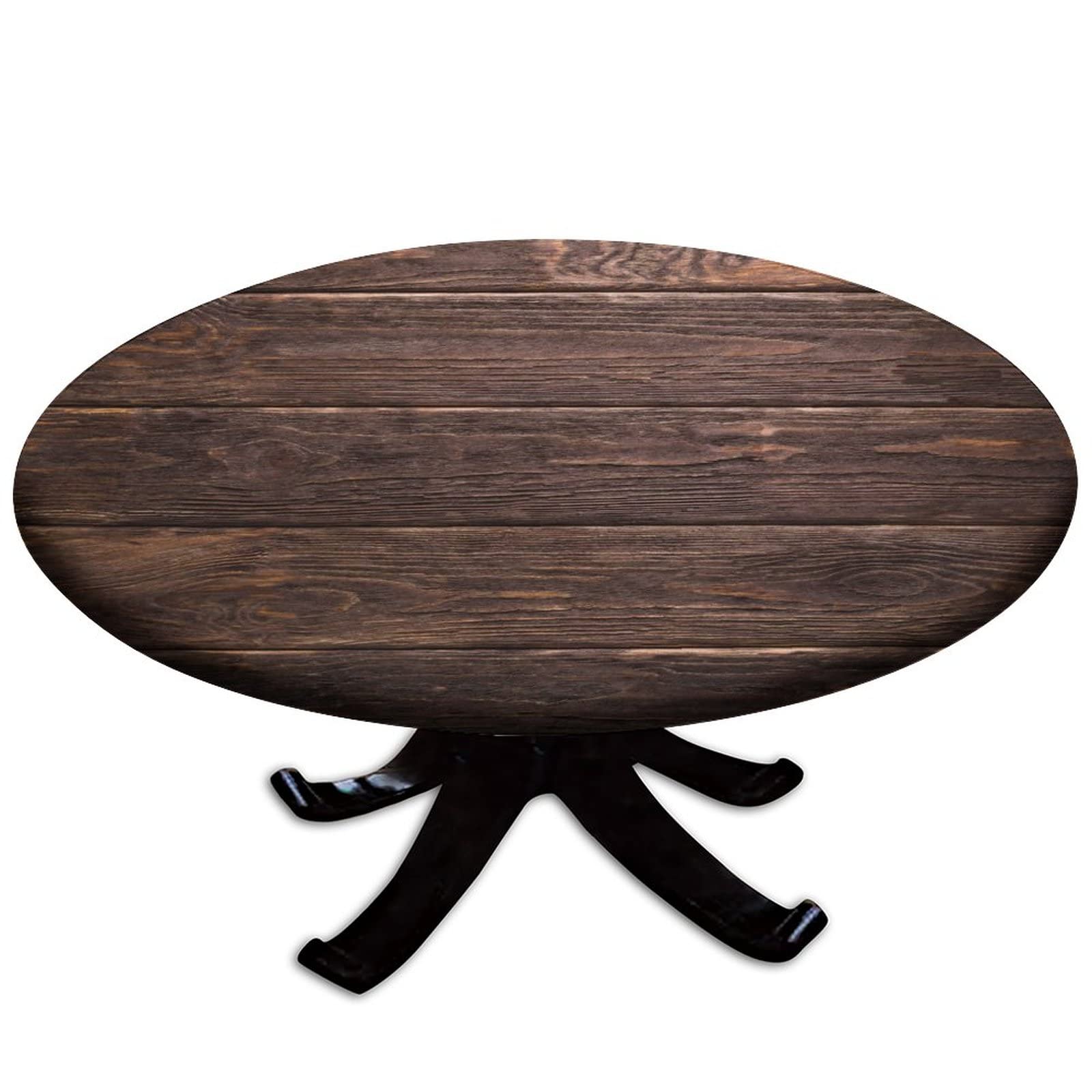 Vintage Wood Grain Tablecloth - Waterproof Round Table Cover for Kitchen, Dining, Party Decor (Fits 40