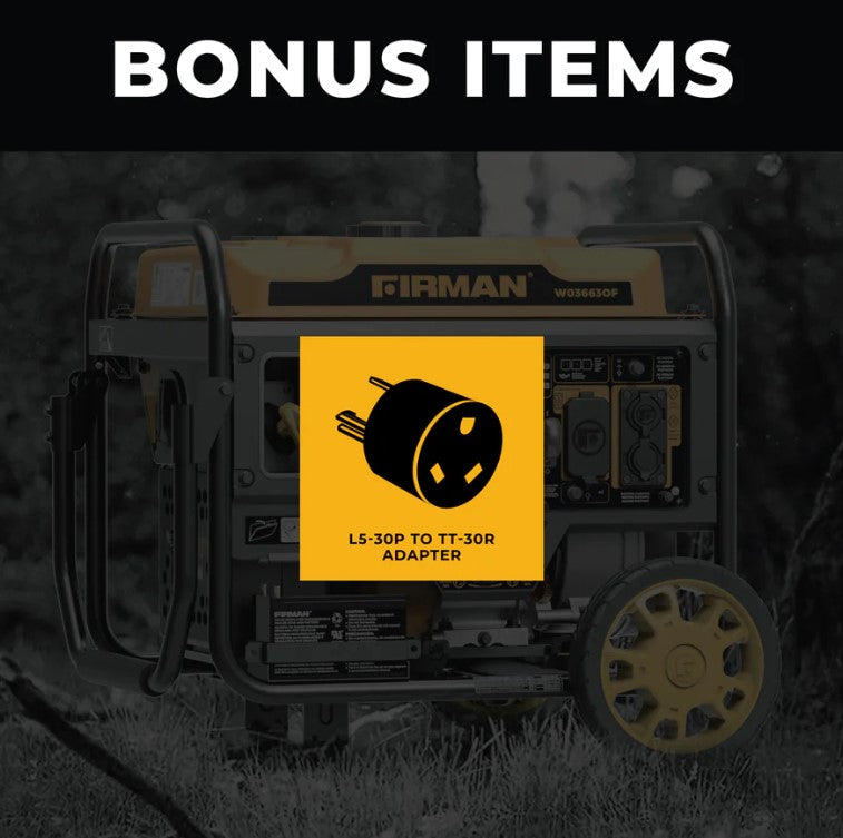 Firman W03663OF 3650W/4200W Portable Generator with 50 Amp Electric Start & CO Alert - Perfect for Home Backup Power, Camping, and Outdoor Events