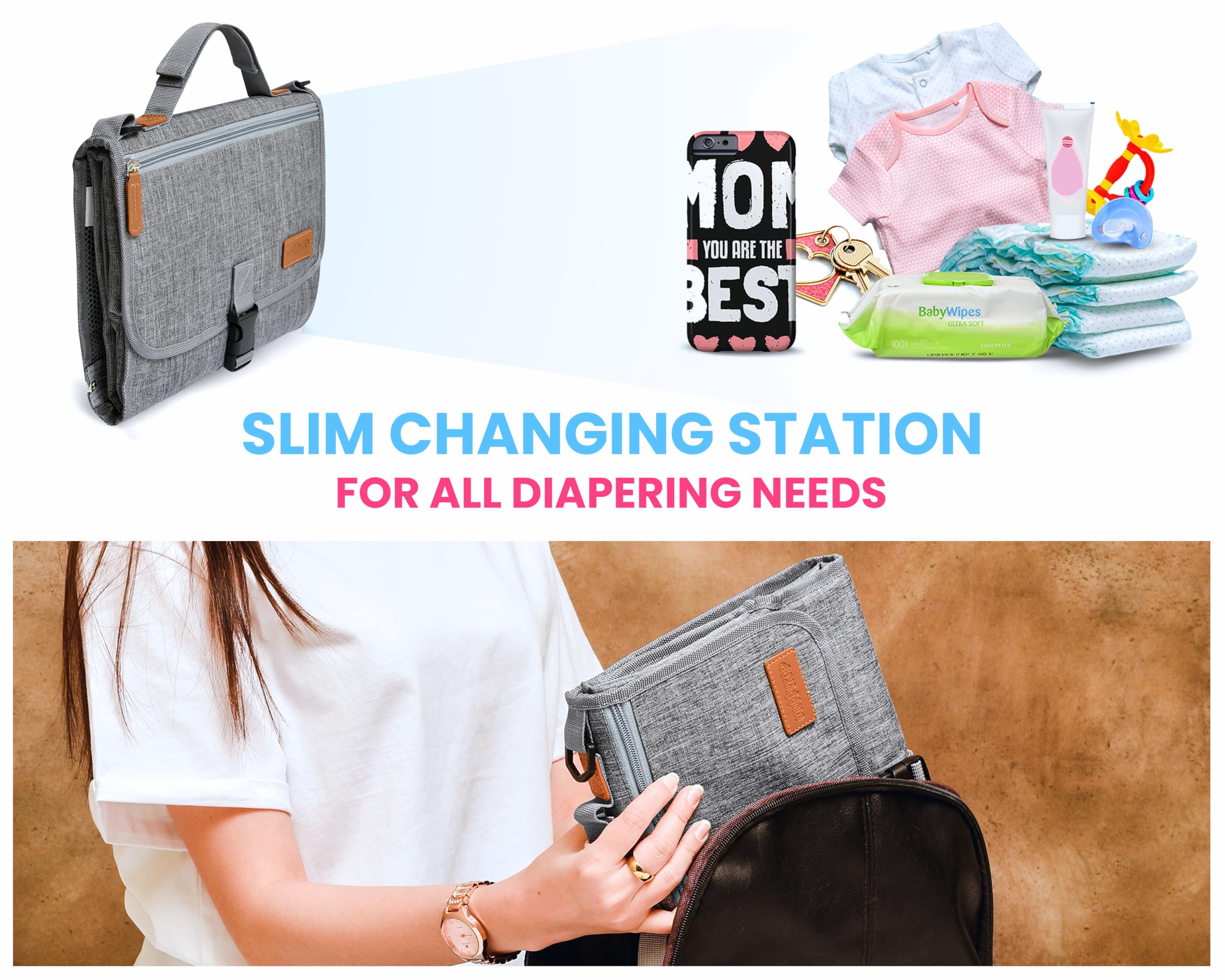 Portable Baby Changing Pad with Shoulder Strap - Detachable Travel Changing Mat for Newborns - 27